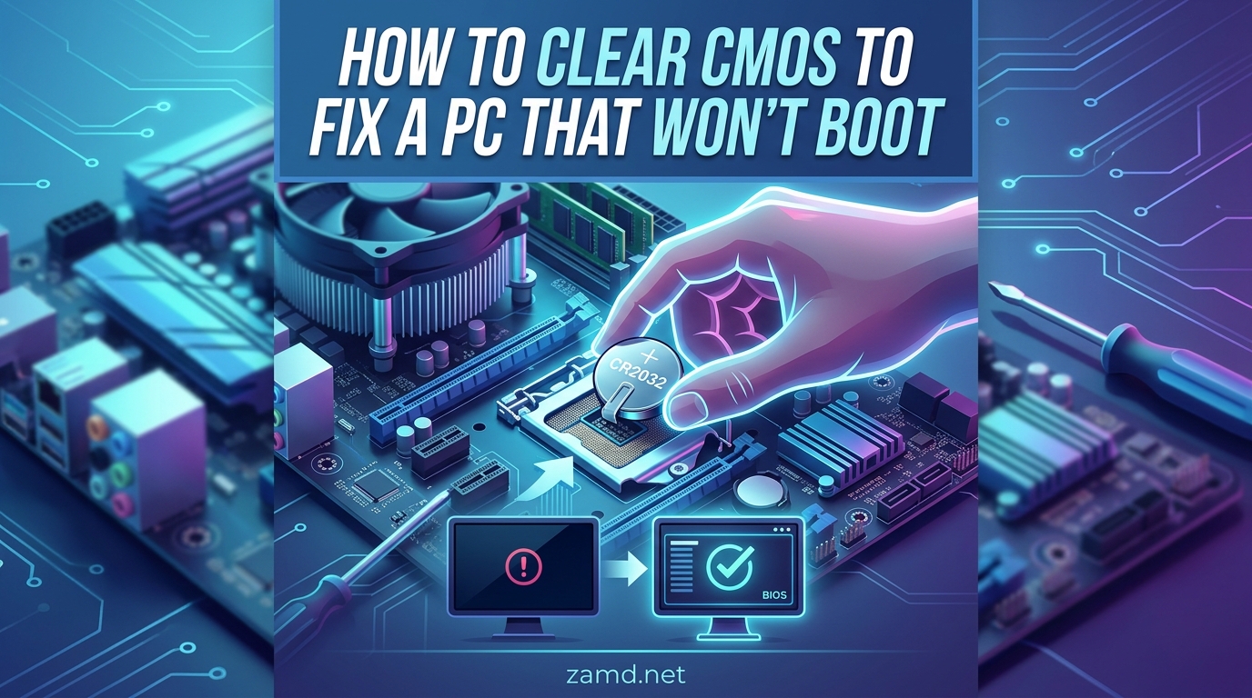 How to Clear CMOS to Fix a PC That Won't Boot