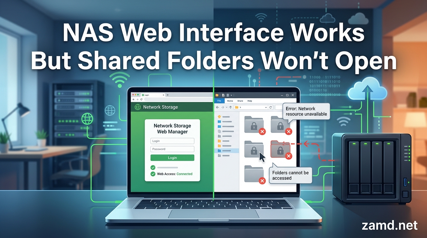 NAS Web Interface Works But Shared Folders Won't Open