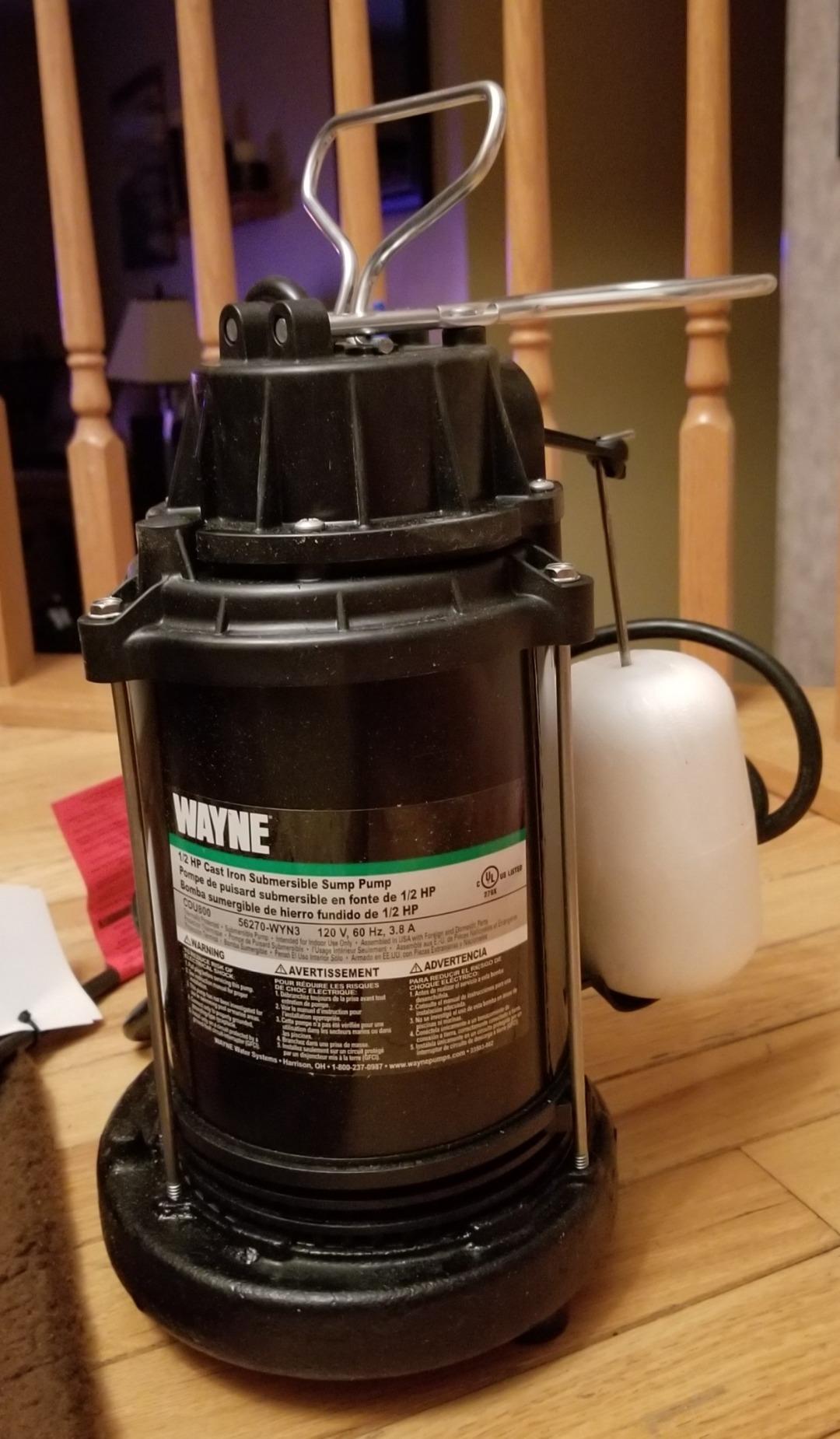 Zoeller CDU800 1/2 HP Submersible Sump Pump - Cast Iron & Stainless Steel, Vertical Float Switch, 5,100 GPH, 3-Year Warranty customer photo 2
