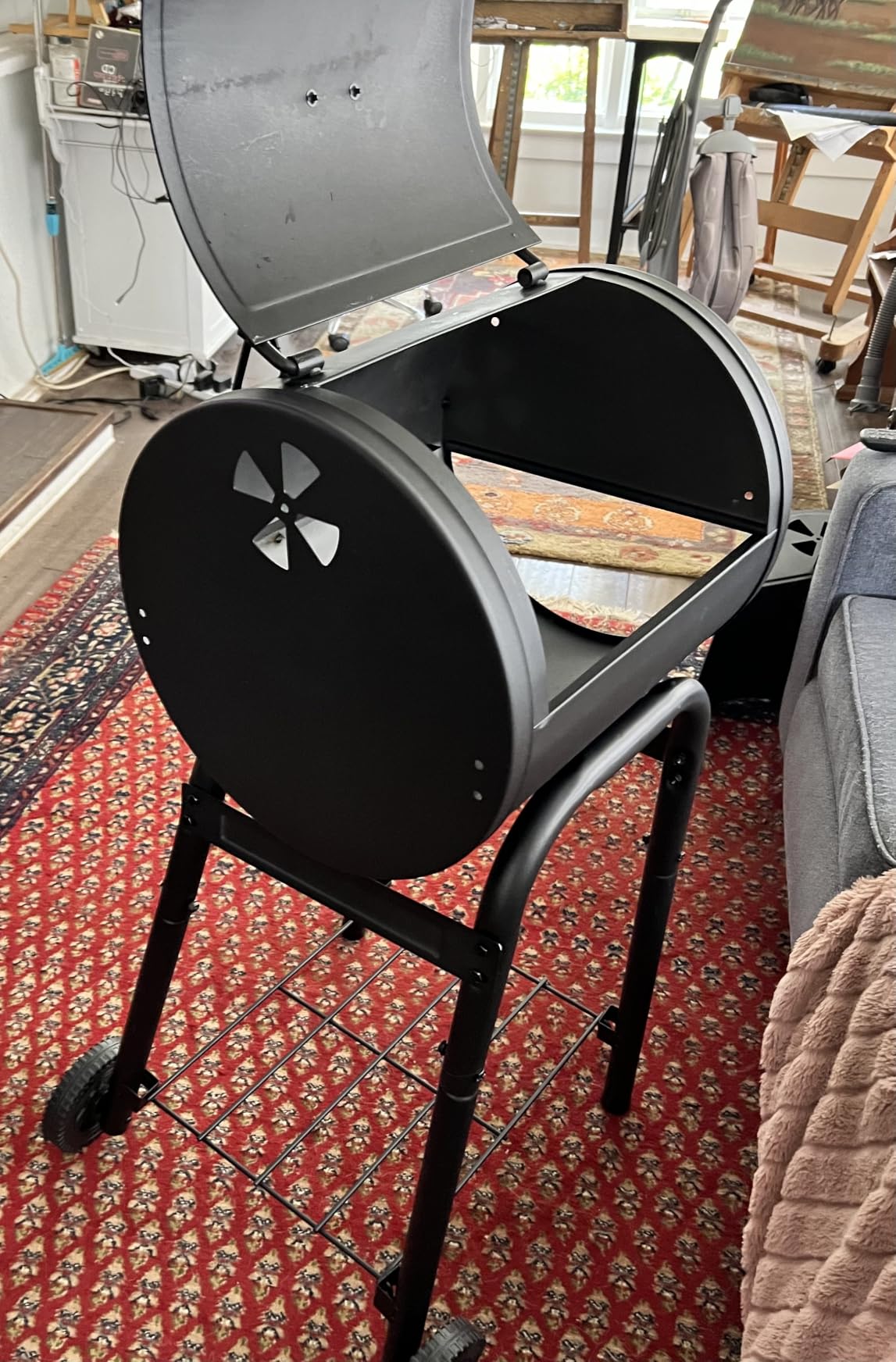 Char-Griller Patio Pro Charcoal Grill and Smoker with Cast Iron Grates, Premium Wood Shelf and Damper Control, 250 Square Inches in Black, Model E1515 customer photo 1