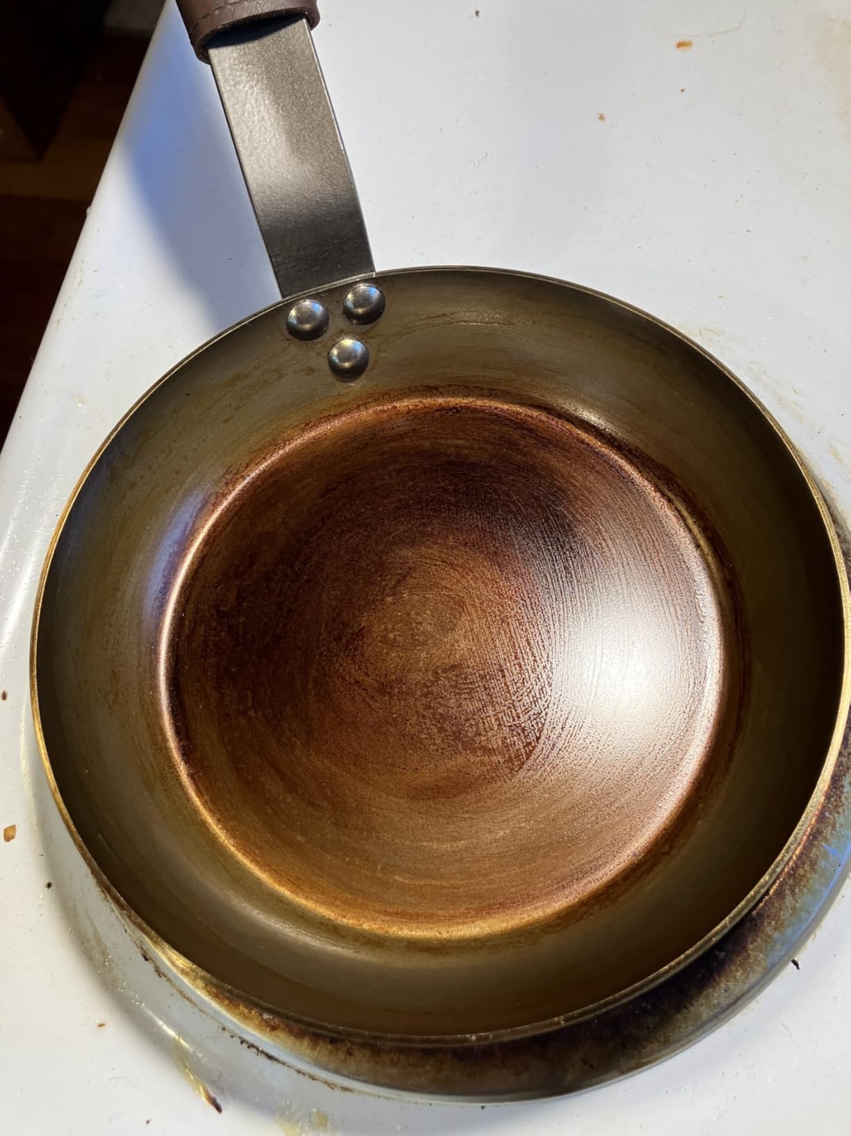 Mauviel M'Steel Black Carbon Steel Frying Pan with Iron Handle, 11