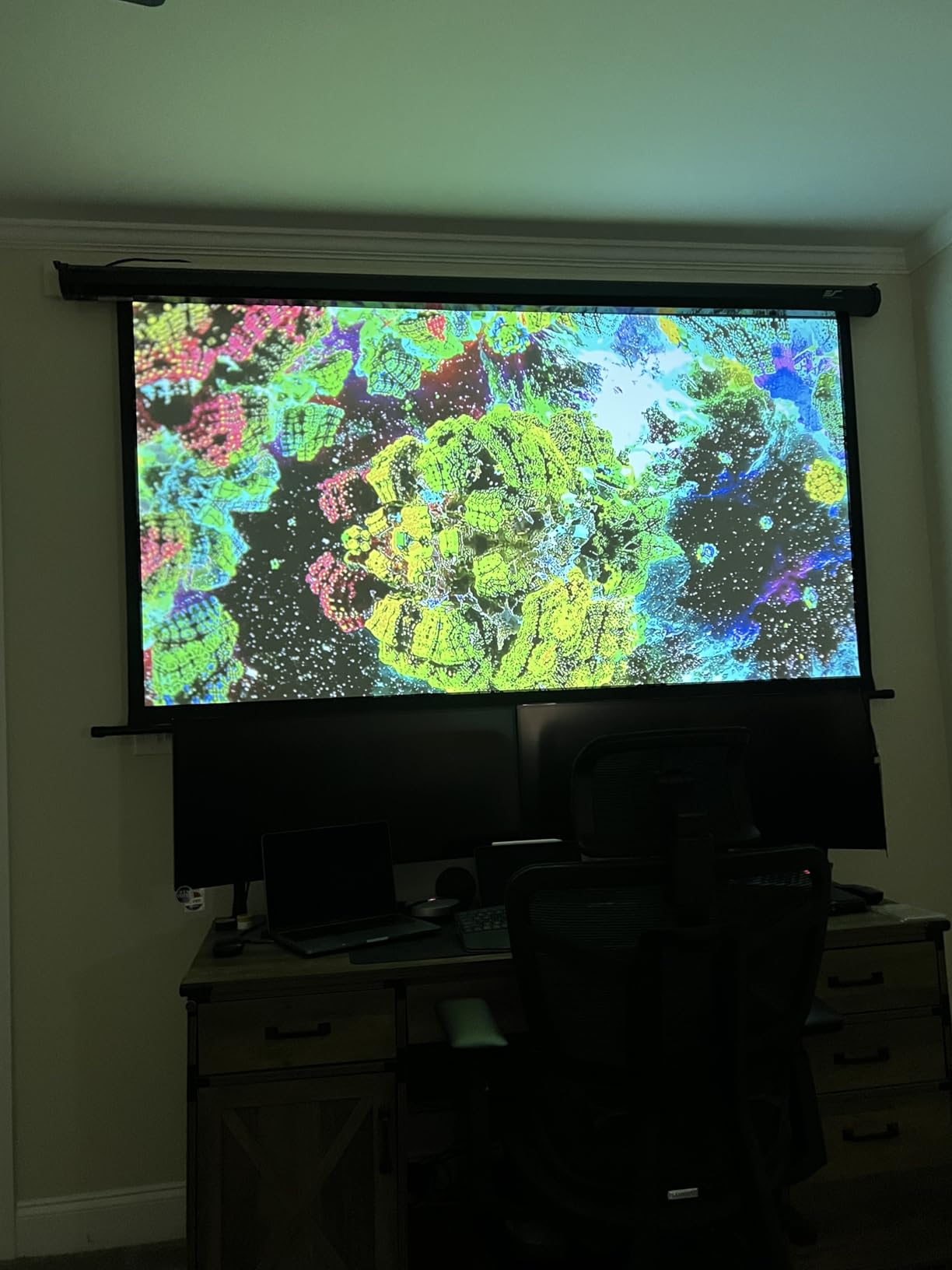 Elite Screens Spectrum 120-Inch 4:3 Electric Motorized Projector Screen, 4K/8K Ultra HD Ready, Home Theater, Classroom & Office, White Case, ELECTRIC120V customer photo 2