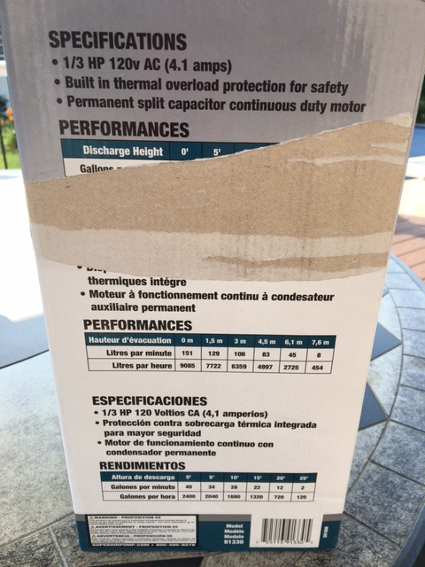 Superior Pump 91330 2400GPH Thermoplastic Submersible Utility Pump with 10-Foot Cord, 1/3 HP customer photo 2