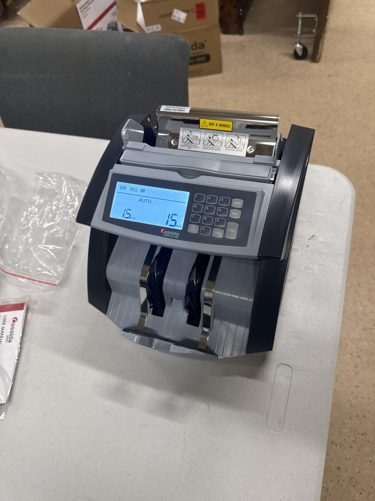 Cassida Money Bill Counter I Business Grade I 1,400 Notes/Min I 6600 UV/MG | UV/MG/IR Counterfeit Detection, Add and Batch Modes, Top Loader w/ ValuCount, LCD Display, Fast Counting Speed customer photo 2
