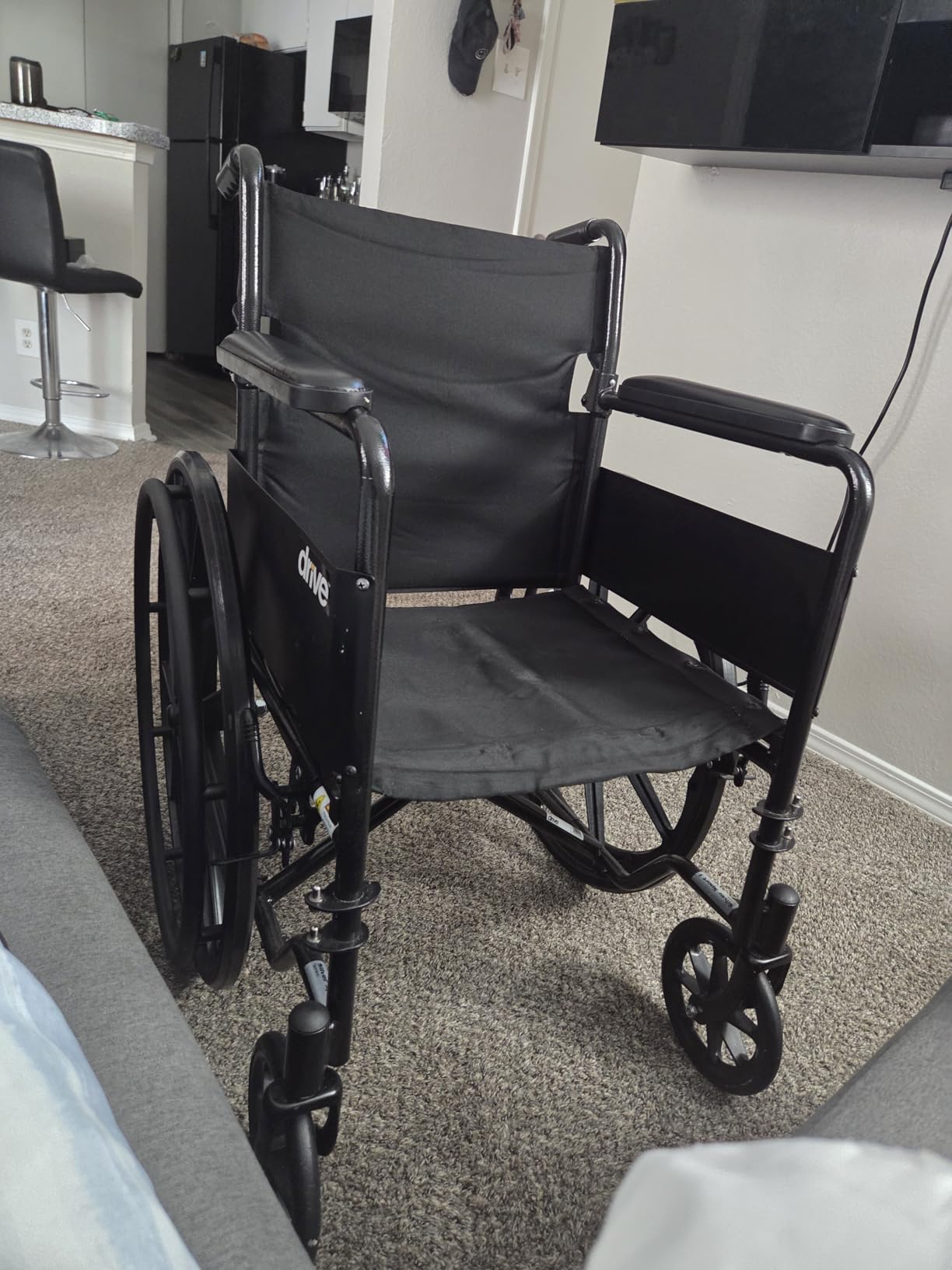 Drive Medical Silver Sport 1 Folding Transport Wheelchair, Black | Lightweight Folding Wheelchair Features Full Armrests and Removable Swing-Away Footrests for Easy Mobility customer photo 2