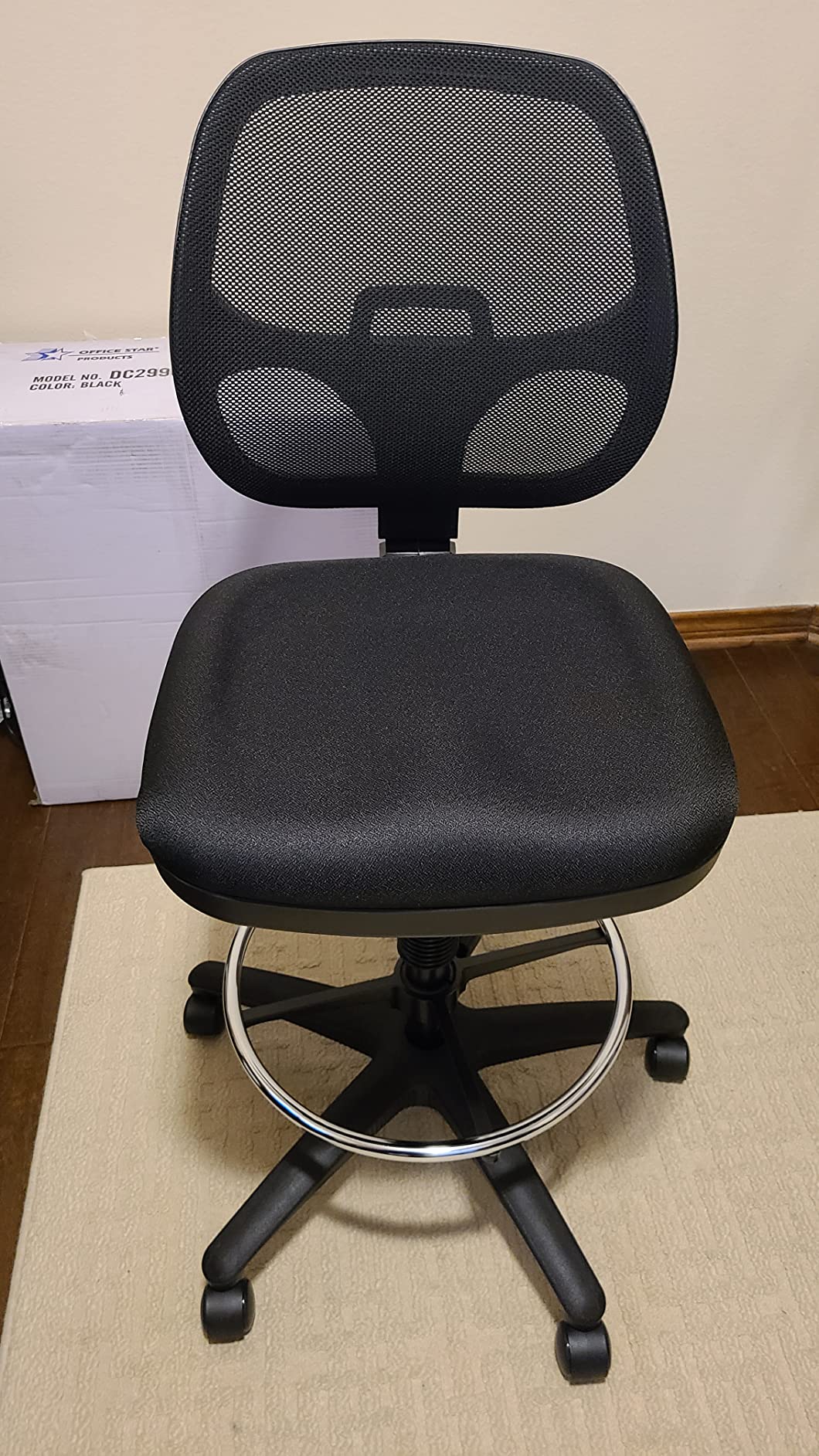 Office Star DC Series Deluxe Breathable Mesh Back Ergonomic Drafting Chair with Lumbar Support and Adjustable Footring, Black Fabric customer photo 1