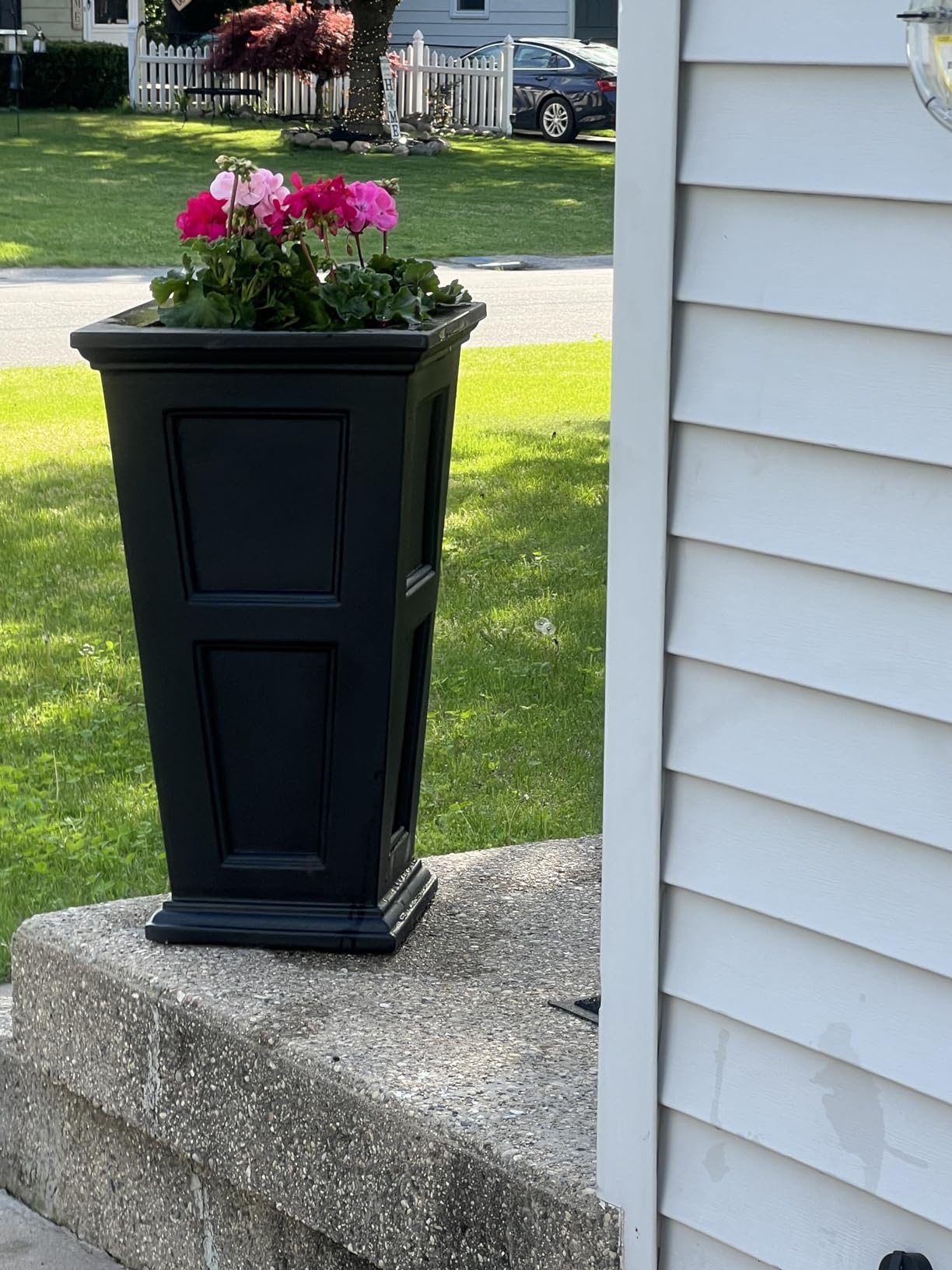 Mayne Fairfield 28in Self-Watering Tall Square Planter, Black | Self-watering, All season, Fade resistant, Reversible planting shelf, 15-year warranty customer photo 1