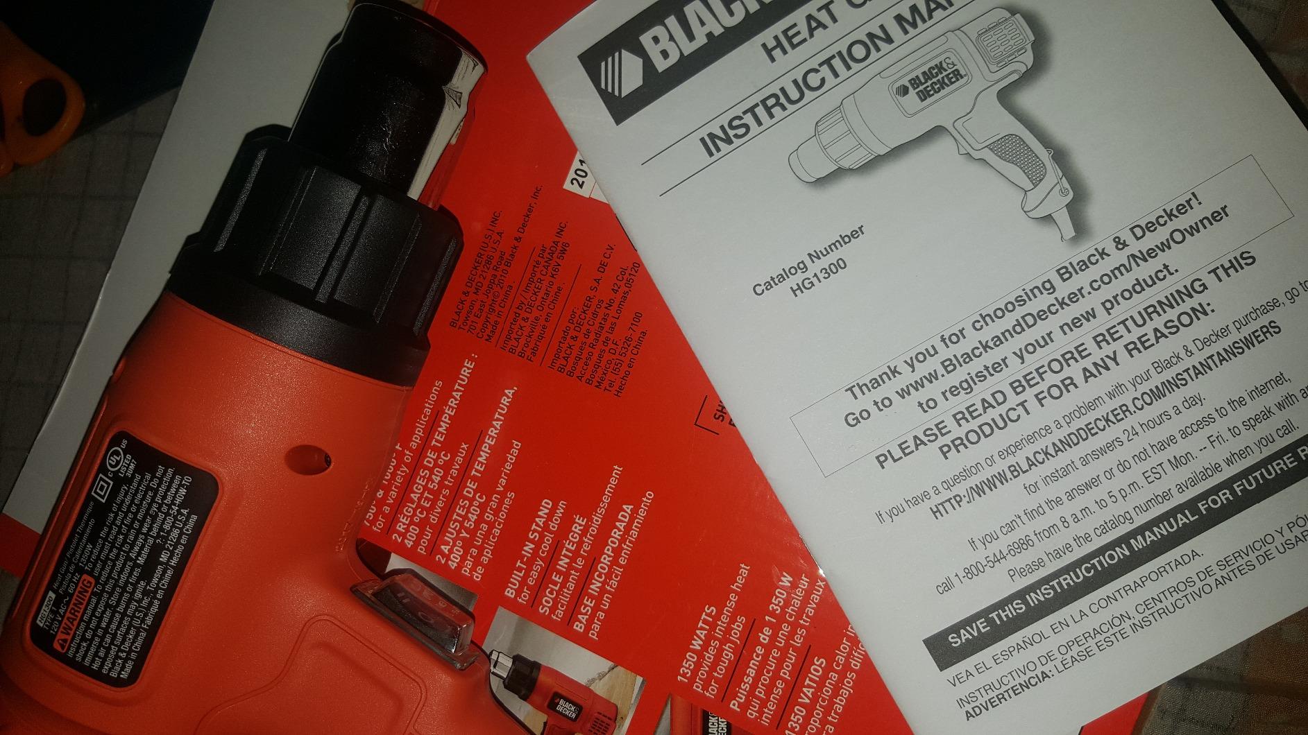 BLACK+DECKER Heat Gun for Crafts, Corded, Dual Heat Settings up to 1000 Degrees, 1350 Watt (HG1300) customer photo 2