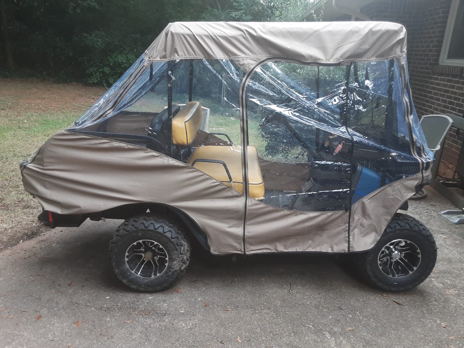 Formosa Covers 2+2 Golf Cart Enclosure Cover Drivable All-Weather Rain & Wind Covers Durable YKK Door Zippers, 4 Passenger Golf Cart Rain Cover Short Roof 58