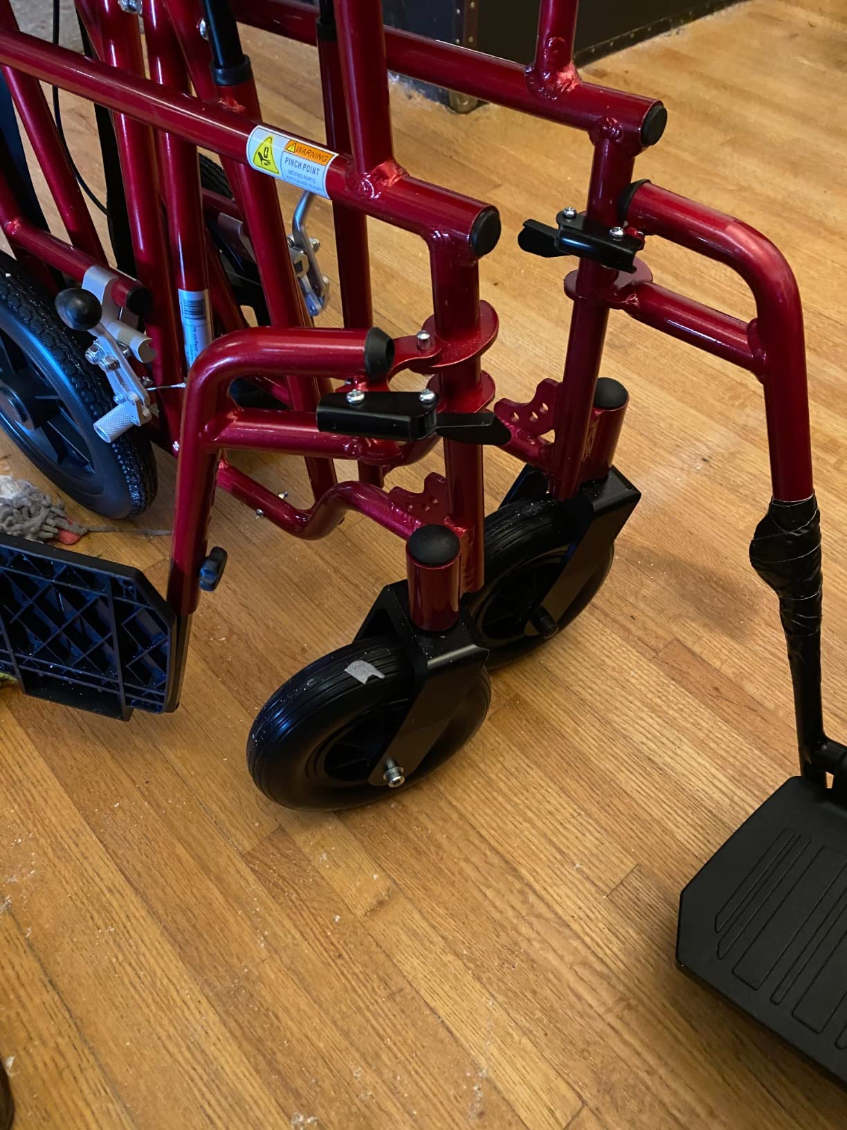 Drive Medical Bariatric Transport Chair FoldingOutdoorFull Length Arms with 12 Inches Rear Flat Free Wheels, Red, 22 Inches customer photo 2