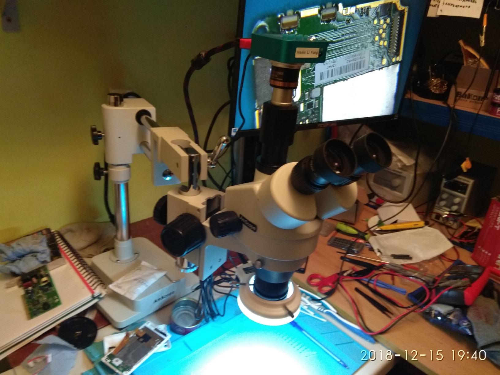 AmScope SM-4 Series Simul-Focal Zoom Trinocular Stereo Microscope, 3.5X-90X Magnification, Camera Port & Double-Arm Boom Stand customer photo 2