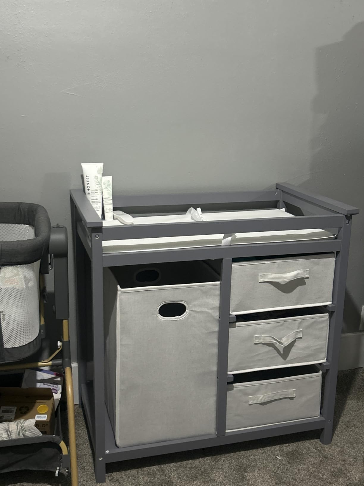 Badger Basket Baby Changing Table with Laundry Hamper & Storage - White customer photo 2