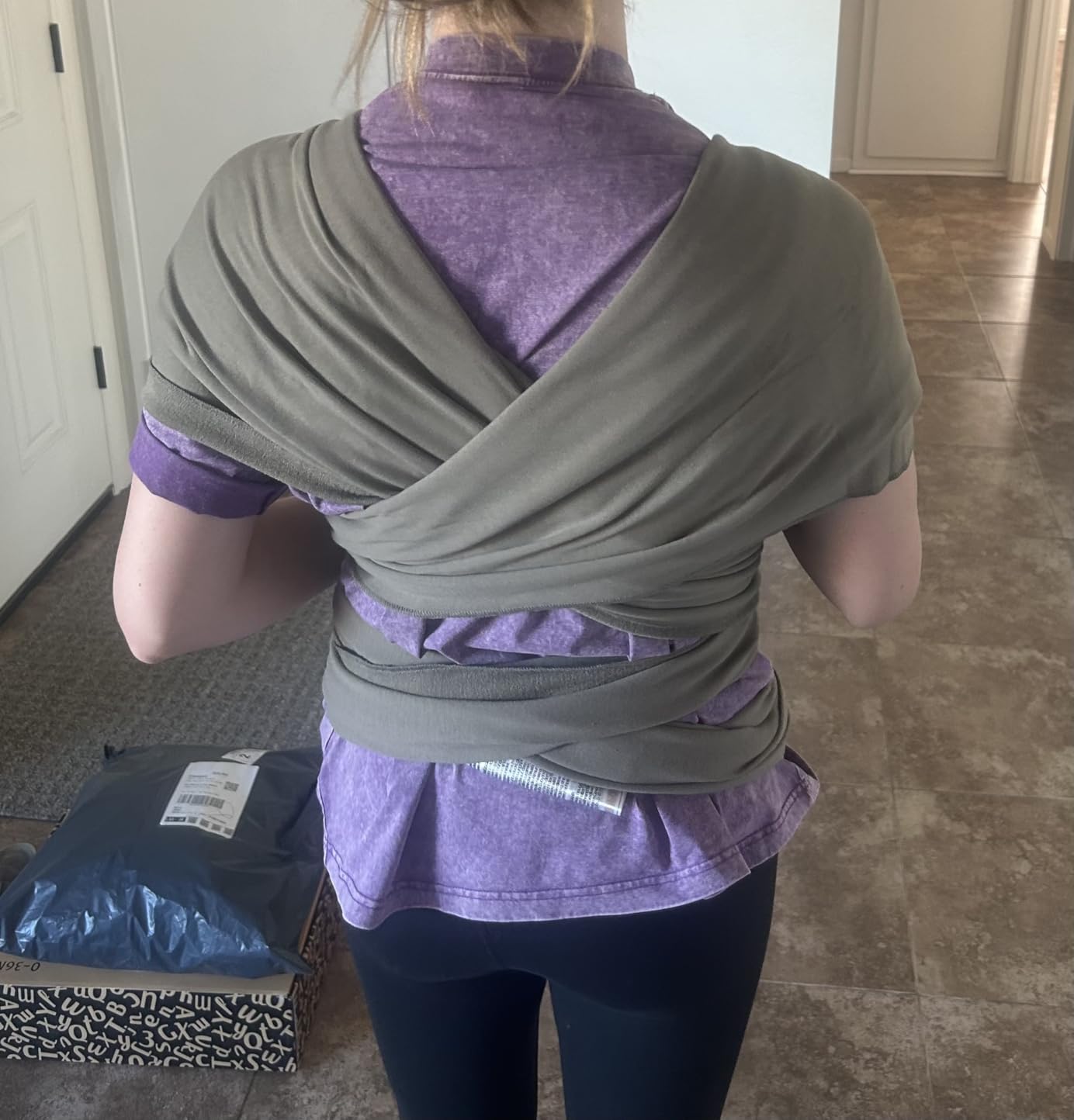 Boba Baby Wrap Carrier - Stretch Cotton Newborn Sling, Grey - Breathable, Hands-Free Babywearing Carrier Wrap, ergonomic, secure hold for newborn to toddler 7-35 lbs customer photo 2