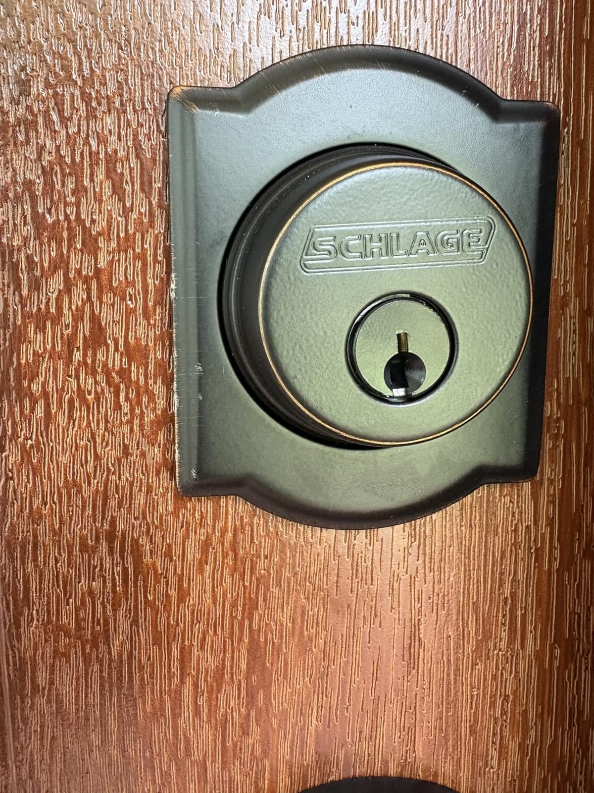 SCHLAGE Front Door Entry Handleset, Accent Lever, Satin Nickel | Exterior front door handleset with deadbolt & reversible interior lever, Easy install, Certified security/durability, 2 keys customer photo 2