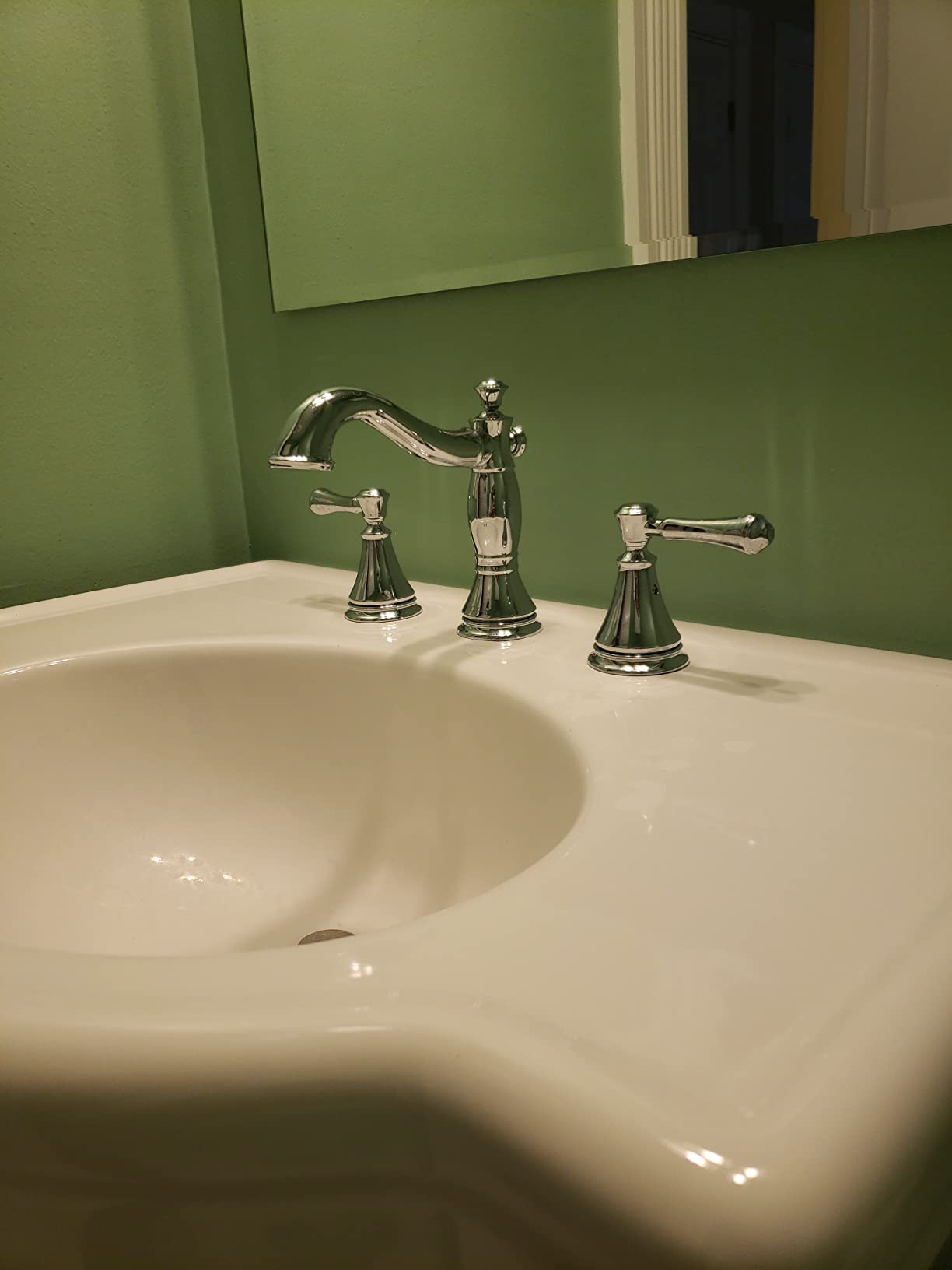 Delta Cassidy Chrome Bathroom Faucet 3 Hole, 8 Inch Widespread Bathroom Sink Faucet for Vanity, Metal Push-Pop Drain Assembly, Chrome 3597LF-MPU customer photo 2