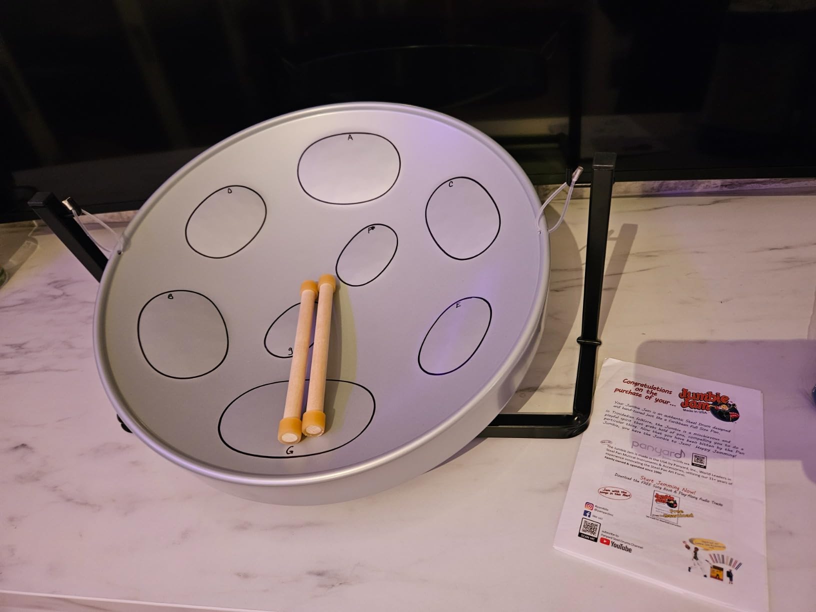 JJ Jumbie Jam Steel Ready to Play Kit-Silver G-Major with Table Top Stand-Made in USA (W1084) customer photo 2