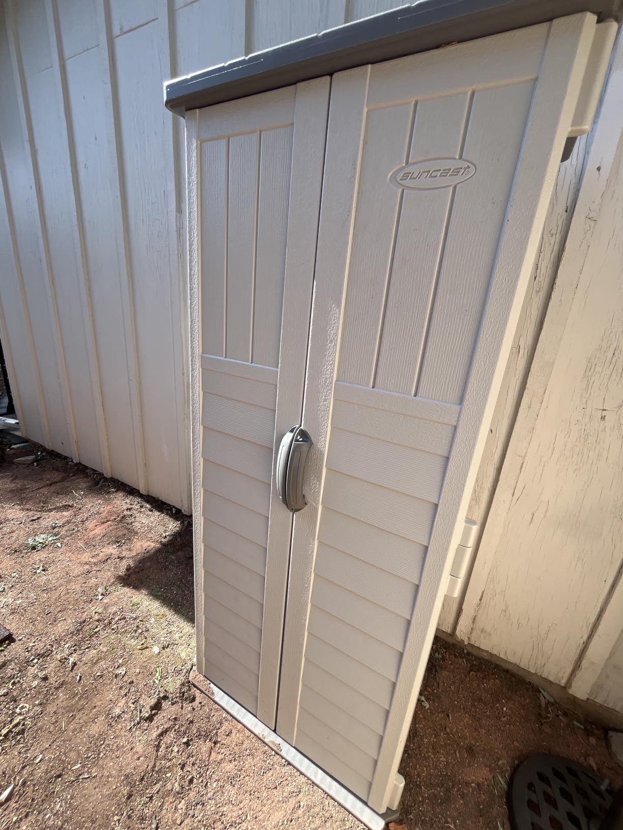 Suncast Vertical Outdoor Storage Shed with All-Weather Construction, Vanilla customer photo 2