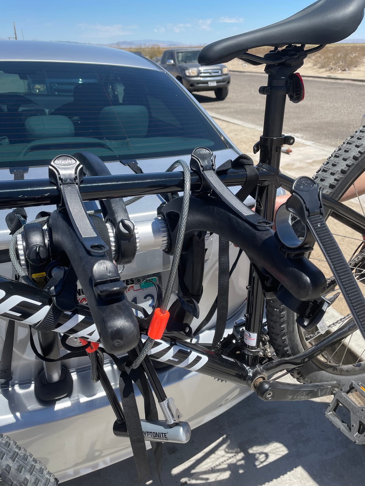 Saris Bones Car Trunk Bicycle Rack Carrier, Mounts 2 Bikes, Black - Durable, Rust-Free, Anti-Sway Straps, Fits Most Vehicles, Made in USA, Arc-Based Design, 100% Recyclable Materials customer photo 1