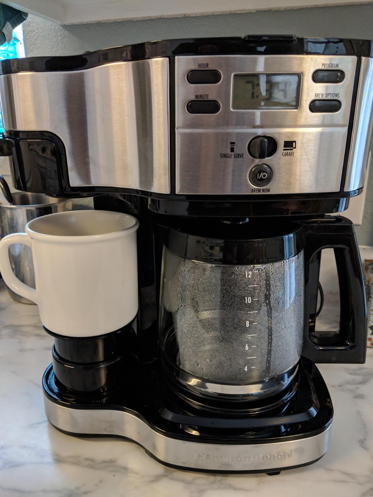 Hamilton Beach 2-Way Brewer Coffee Maker, Single-Serve and 12-Cup Pot, Black/Stainless Steel (49980A) | 12 Cup Glass Carafe | Black with Stainless Steel Accents | 49980RG customer photo 2