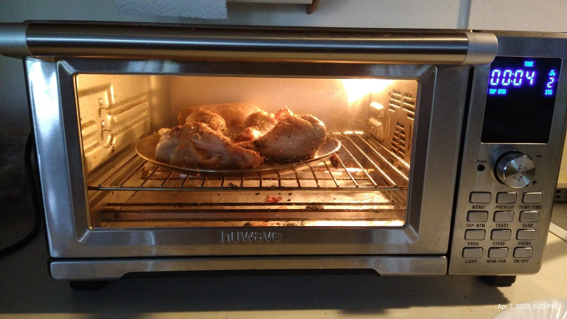 Nuwave Bravo Air Fryer Toaster Smart Oven, 12-in-1 Countertop Convection | 30-QT XL Capacity, 50°-500°F Temperature Controls, Top and Bottom Heater Adjustments 0%-100%, Brushed Stainless Steel Look customer photo 1