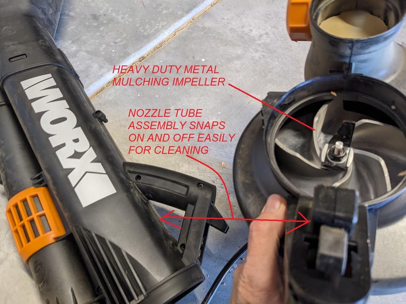 WORX Trivac 3-in-1 Electric Leaf Blower/Leaf Vacuum/Leaf Mulcher, WG509 | 350CFM & 210MPH Airflow, 18:1 Mulch Ratio for Efficient Leaf Removal, Corded customer photo 1