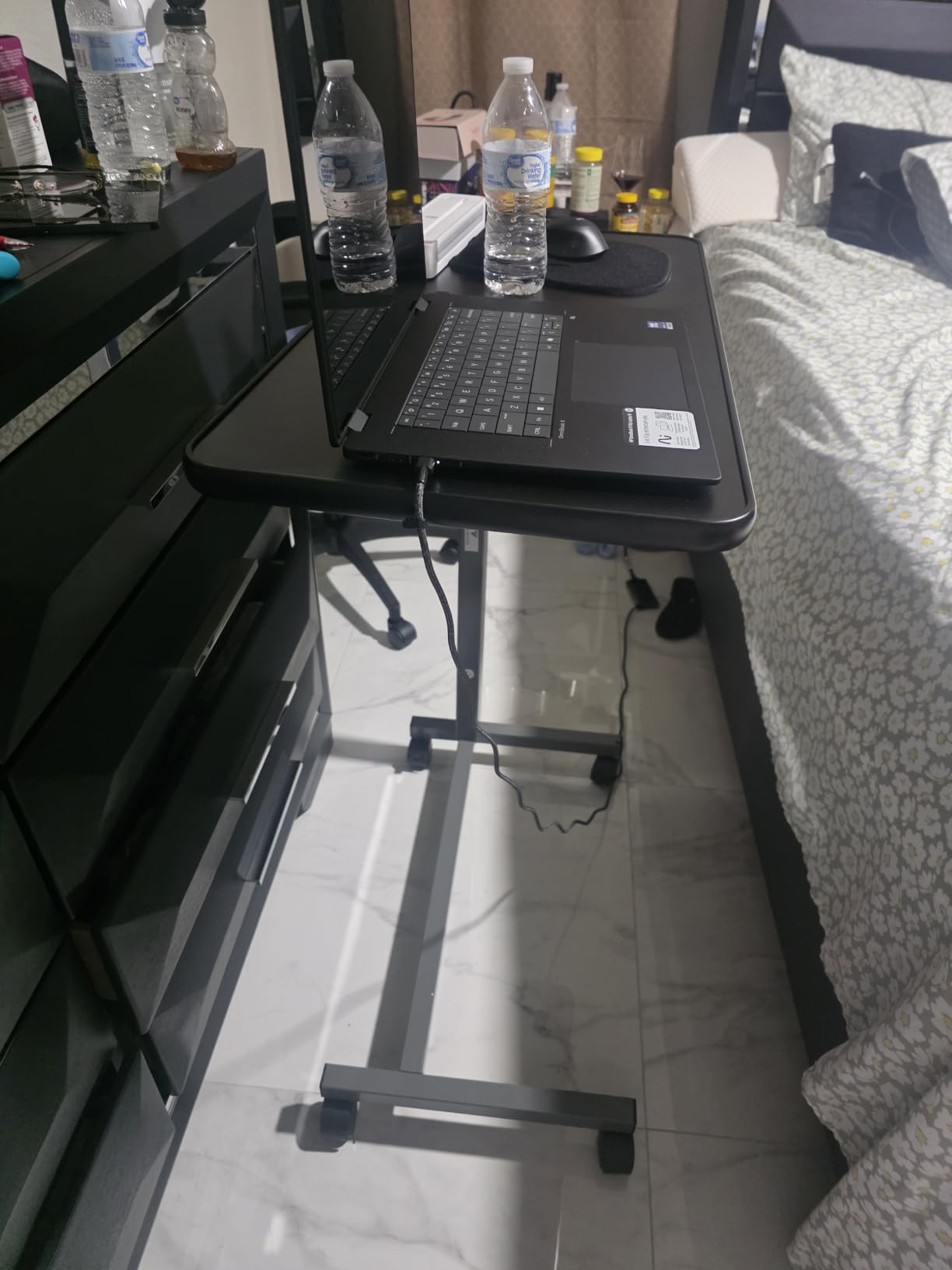 Vaunn Medical Adjustable Overbed Bedside Table with Wheels (Hospital and Home Use) customer photo 2