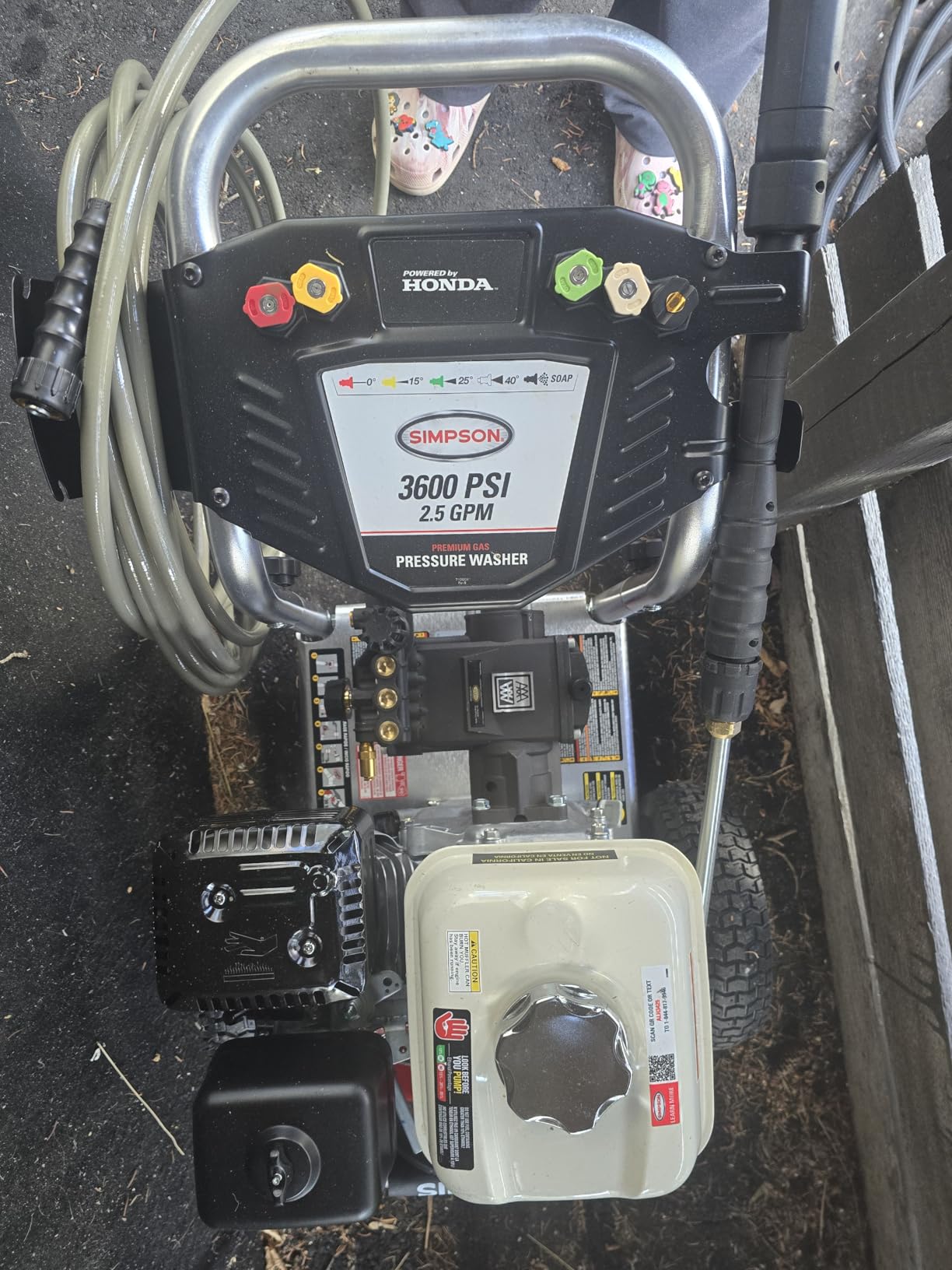 Simpson Aluminum Series 3600 PSI Gas Pressure Washer, 2.5 GPM, Honda GX200 | Gas Power Washer For Professionals. AAA Triplex Pump, 35' Hose, 5 Nozzles, Steel Frame. 49-State Compliant. ALH3425 customer photo 2