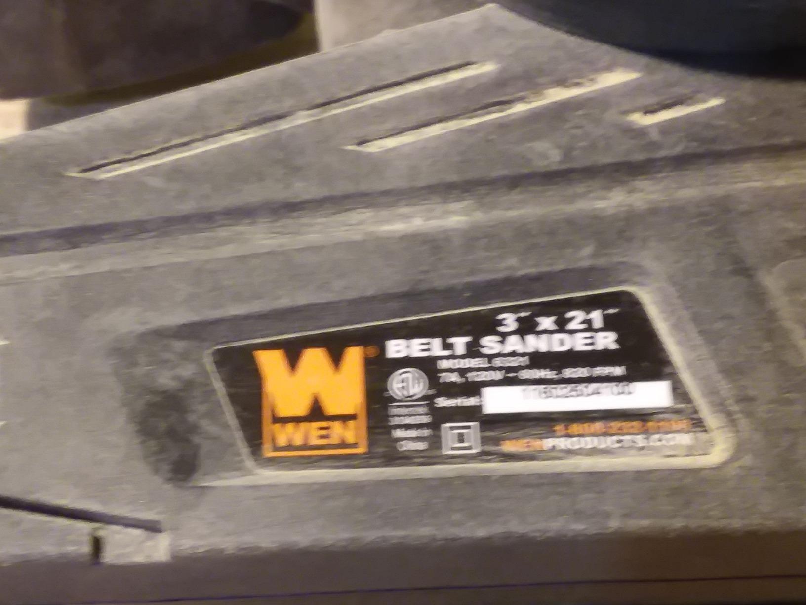 WEN 6321 7-Amp 3 in. x 21 in. Corded Belt Sander with Dust Bag, Black customer photo 1