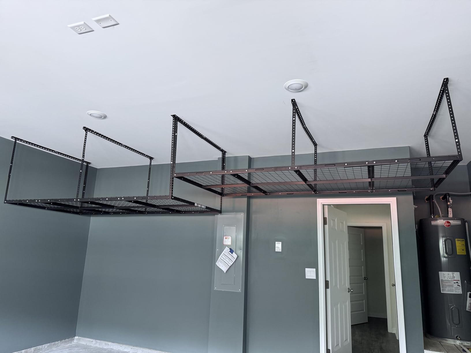 FLEXIMOUNTS 4x8 Overhead Garage Ceiling Storage Rack Organization, Black | 750lbs Weight Capacity, 22