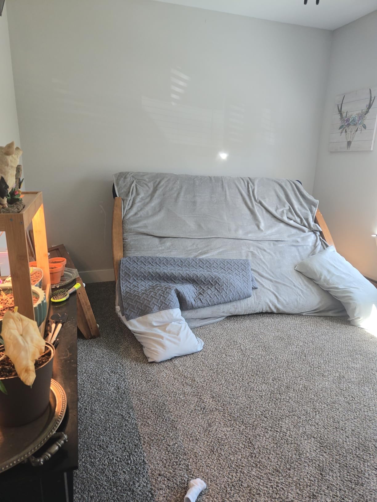 Brentwood Tray Arm Full Size Wood Futon Frame and Storage Drawers - Heritage Finish customer photo 2