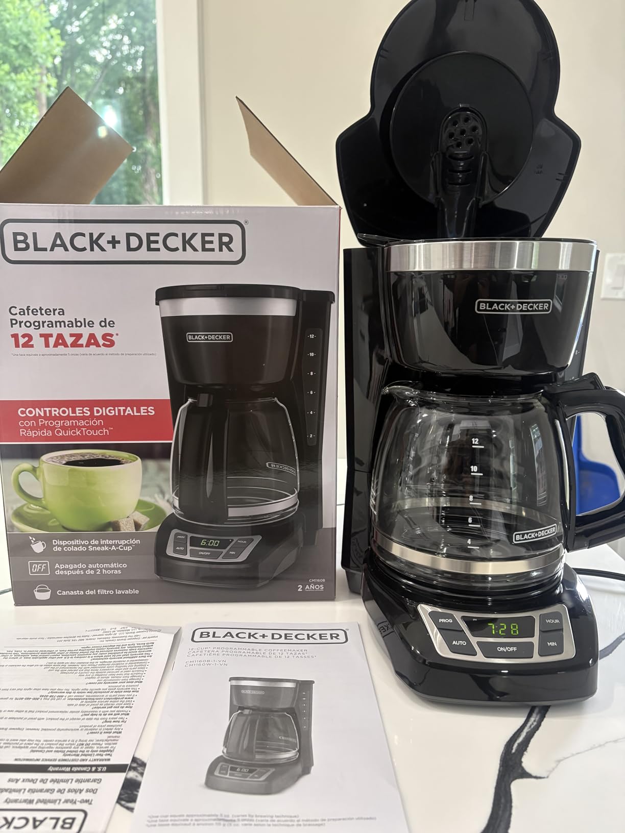 BLACK+DECKER 12-Cup Drip Coffee Maker with Vortex Brewing, programmable timer, Sneak-A-Cup and auto shutoff customer photo 1