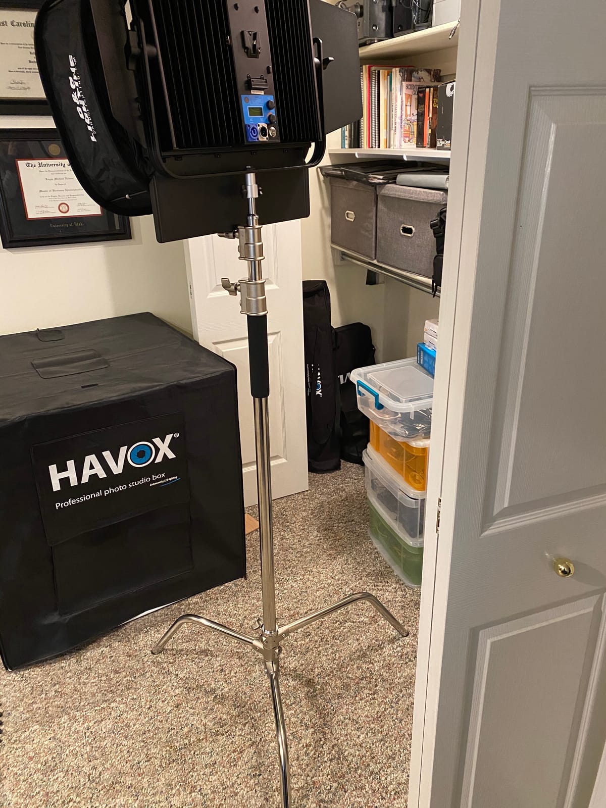 NEEWER Pro 100% Stainless Steel Heavy Duty C Stand with Boom Arm | Max Height 10.5ft/320cm, Photography Light Stand, 4.2ft/128cm Holding Arm, 2 Grip Head for Studio Monolight Softbox Reflector customer photo 1