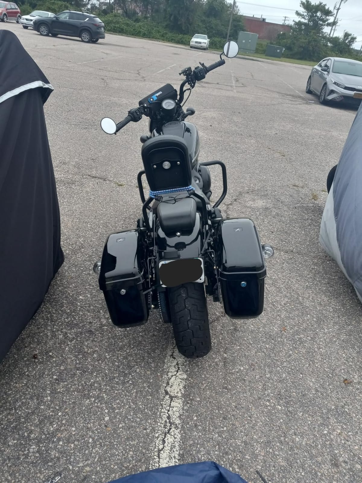 Hard Motorcycle Saddle Bags with Mounting Kit for Harley Davidson Honda Shadow Kawasaki Vulcan Black Hard Trunk Saddlebags customer photo 2