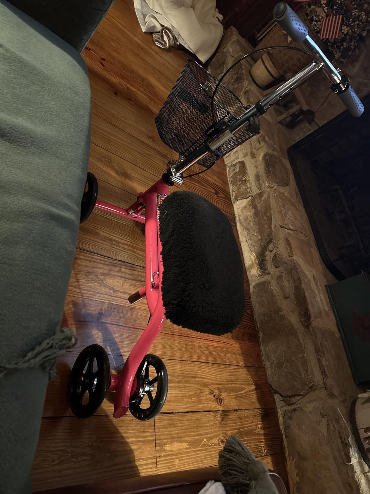 KneeRover Steerable Knee Scooter - Foldable Mobility Aid & Knee Walker with Basket for Adults, Adjustable Handlebar and Comfortable Knee Pad (Hot Pink) customer photo 1