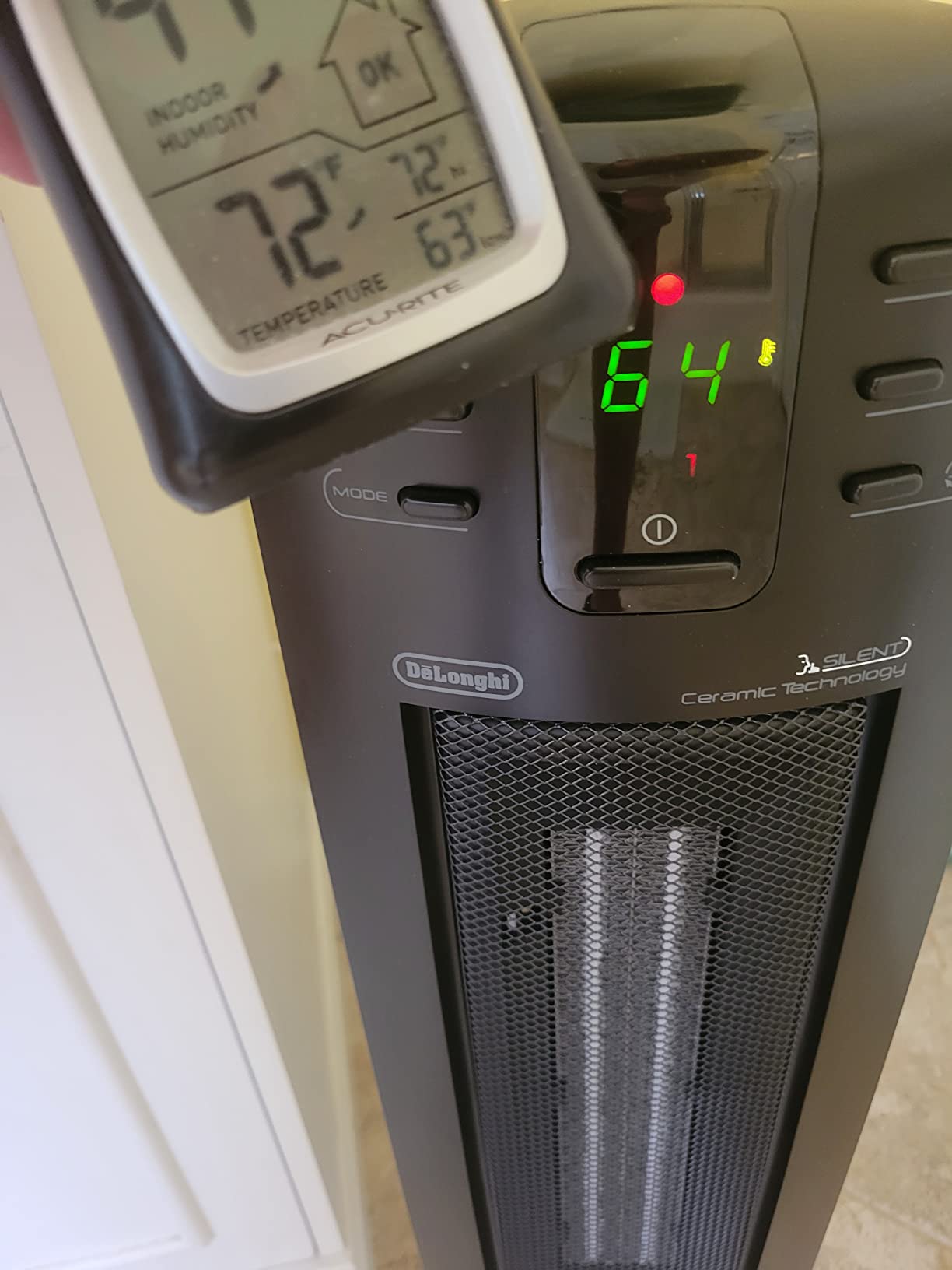 DeLonghi Ceramic Tower Space Heater, portable quiet 1500 Electric Space Heater for indoor use, timer, remote, ECO energy efficient, safety features, 24 inches tall, TCH7915ER customer photo 2