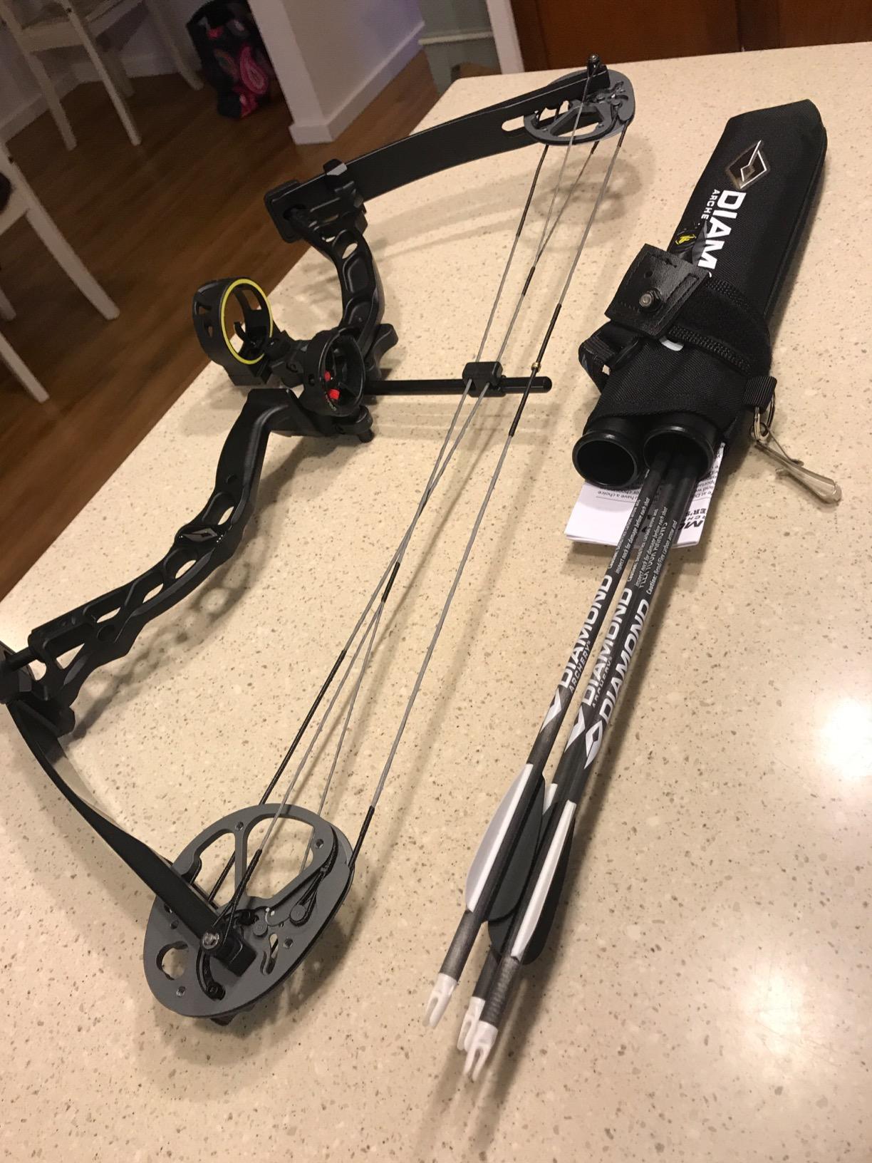 Diamond Archery Youth Atomic Bow - Fully Adjustable Equipped Durable Compound Bow, 6-29 LBS Draw Weight, 12-24