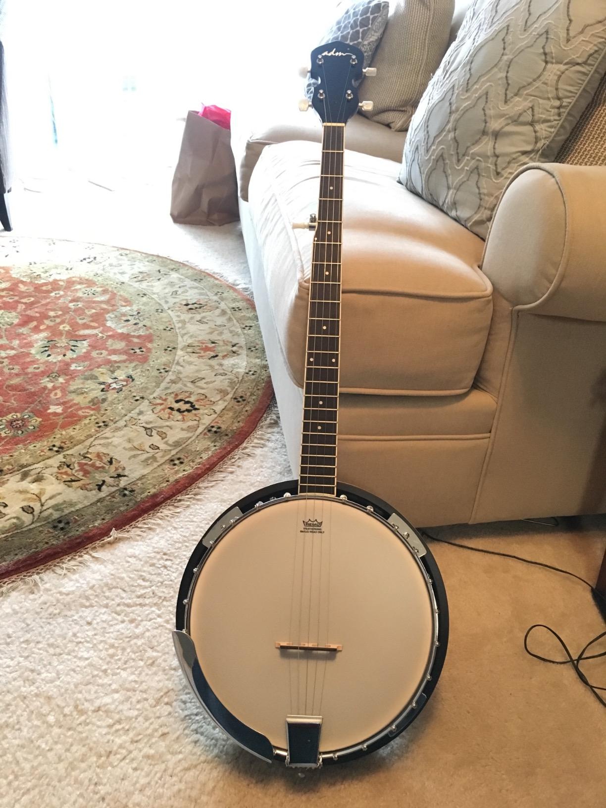 ADM Banjo 5 String Full Size Banjoes Set, 38 Inch Beginner Banjo Kit with Resonator, Remo Drum Head, Open or Closed Back, Gift Package Free Lessons Starter Accessories for Adults Teenager, Brown customer photo 1