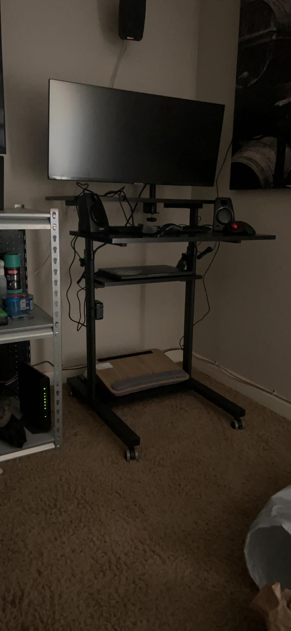 Mount-It! Black Rolling Standing Desk, Adjustable Height up to 54.7