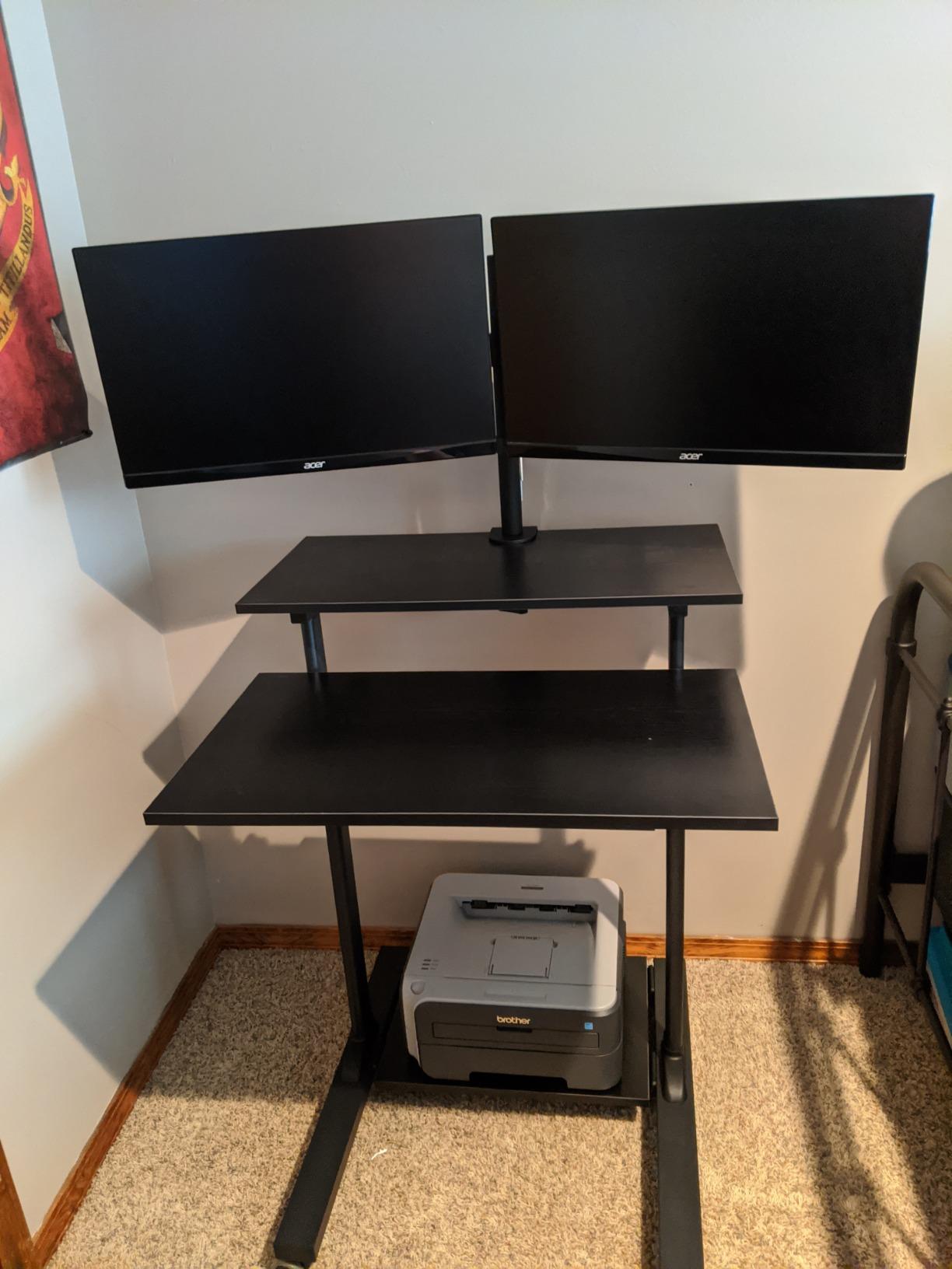 Mount-It! Black Rolling Standing Desk, Adjustable Height up to 54.7