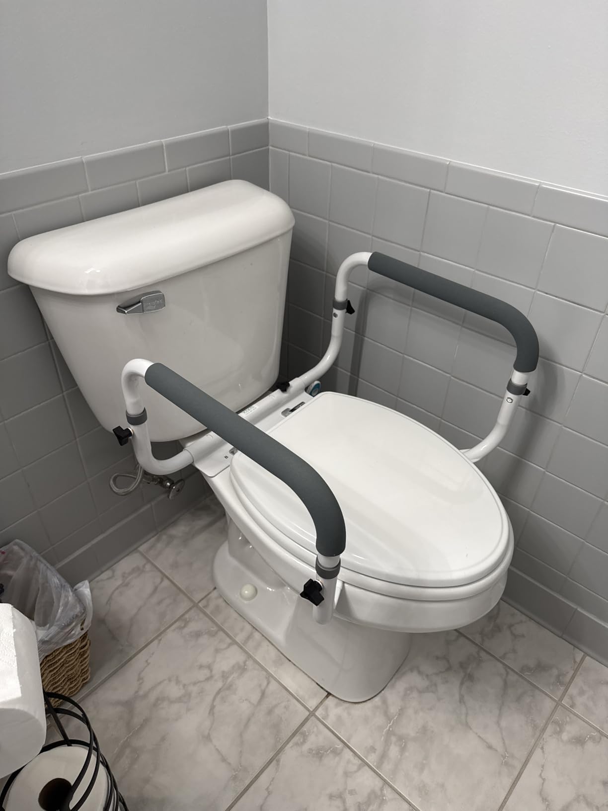 Vive Toilet Safety Rail - Adjustable Grab Bar - Compact Support Frame | Handrail for Bathroom Toilet Seat - Easy Installation for Handicap Senior Bariatrics, Elderly Balance - Padded Hand Armrest customer photo 1