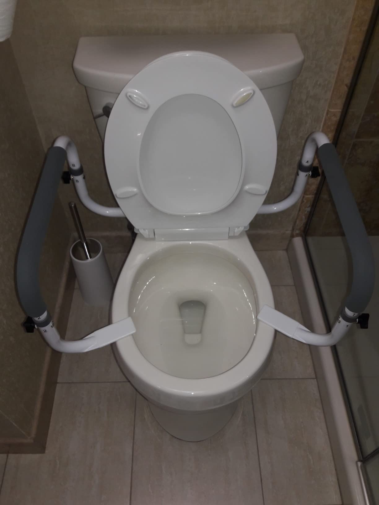 Vive Toilet Safety Rail - Adjustable Grab Bar - Compact Support Frame | Handrail for Bathroom Toilet Seat - Easy Installation for Handicap Senior Bariatrics, Elderly Balance - Padded Hand Armrest customer photo 2