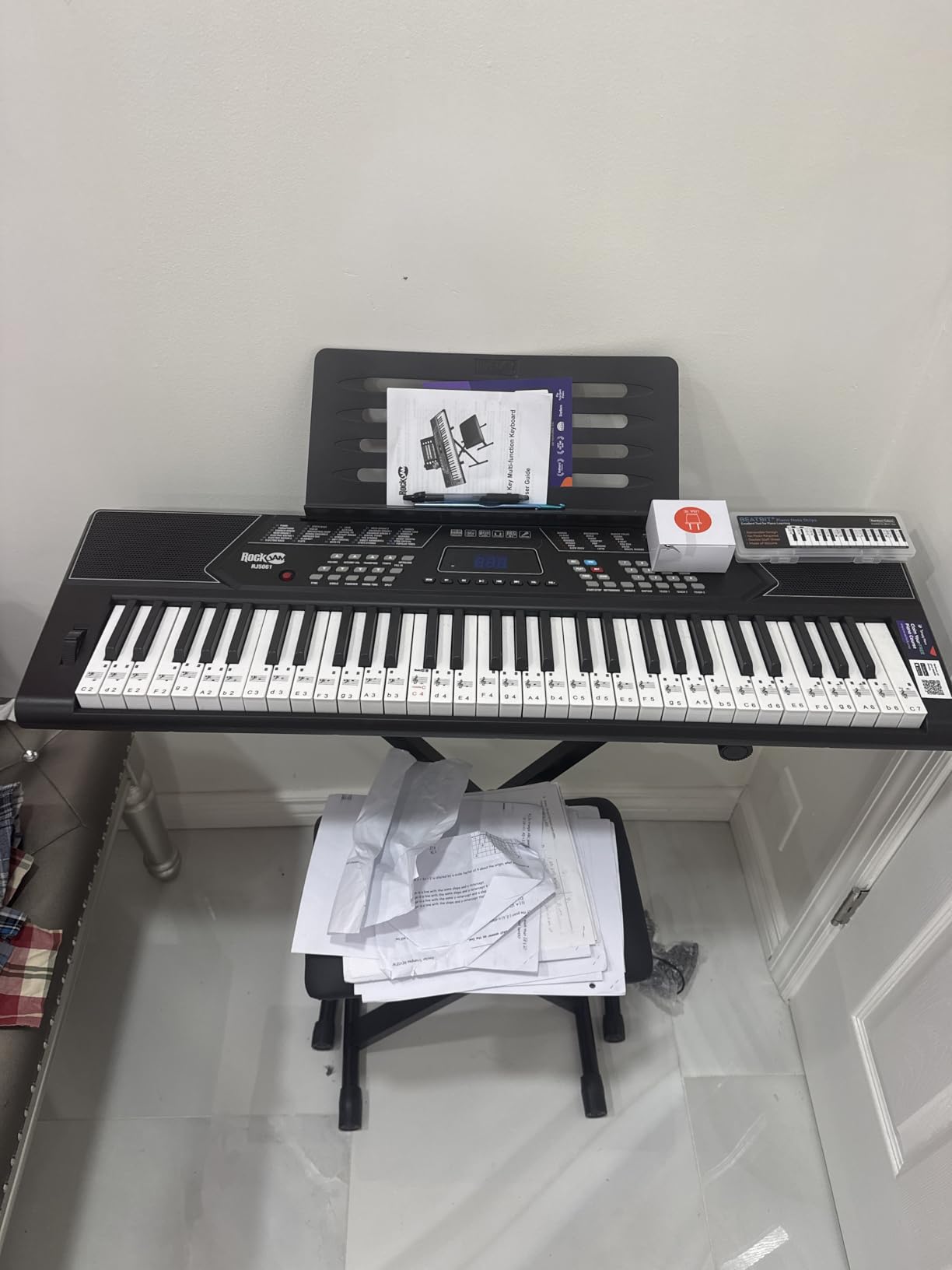 RockJam RJ761 61 Key Keyboard Piano Kit, Stand, Stool, Sustain & Headphones | Beginner electric keyboard piano set with touch display, sustain pedal and Simply Piano lessons for kids and adults customer photo 1