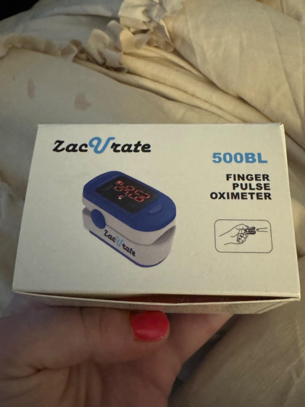 Zacurate 500BL Fingertip Pulse Oximeter Blood Oxygen Saturation Monitor with Batteries Included (Navy Blue) customer photo 1