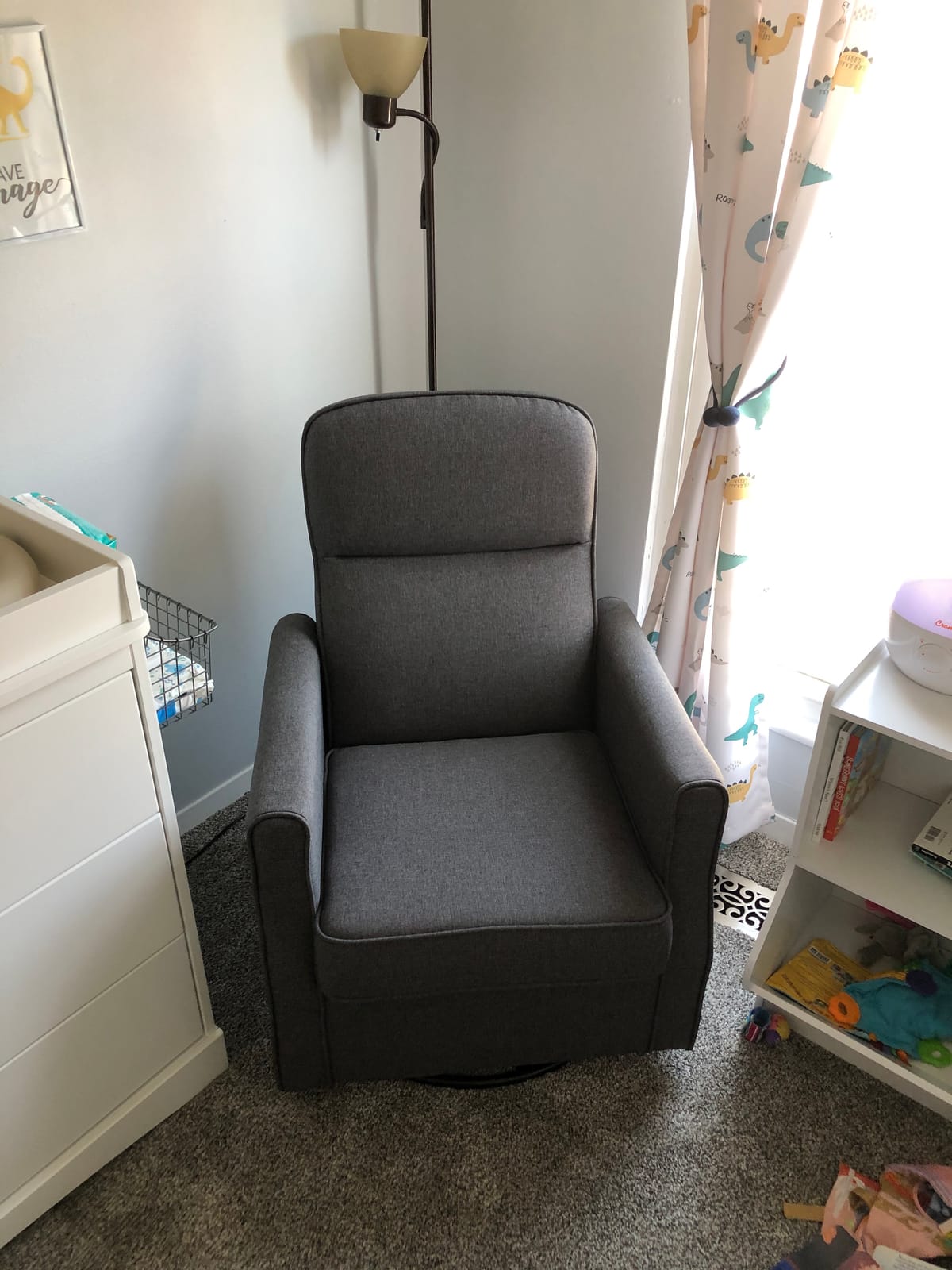 Delta Children Blair Slim Nursery Glider Swivel Rocker Chair, Charcoal customer photo 2
