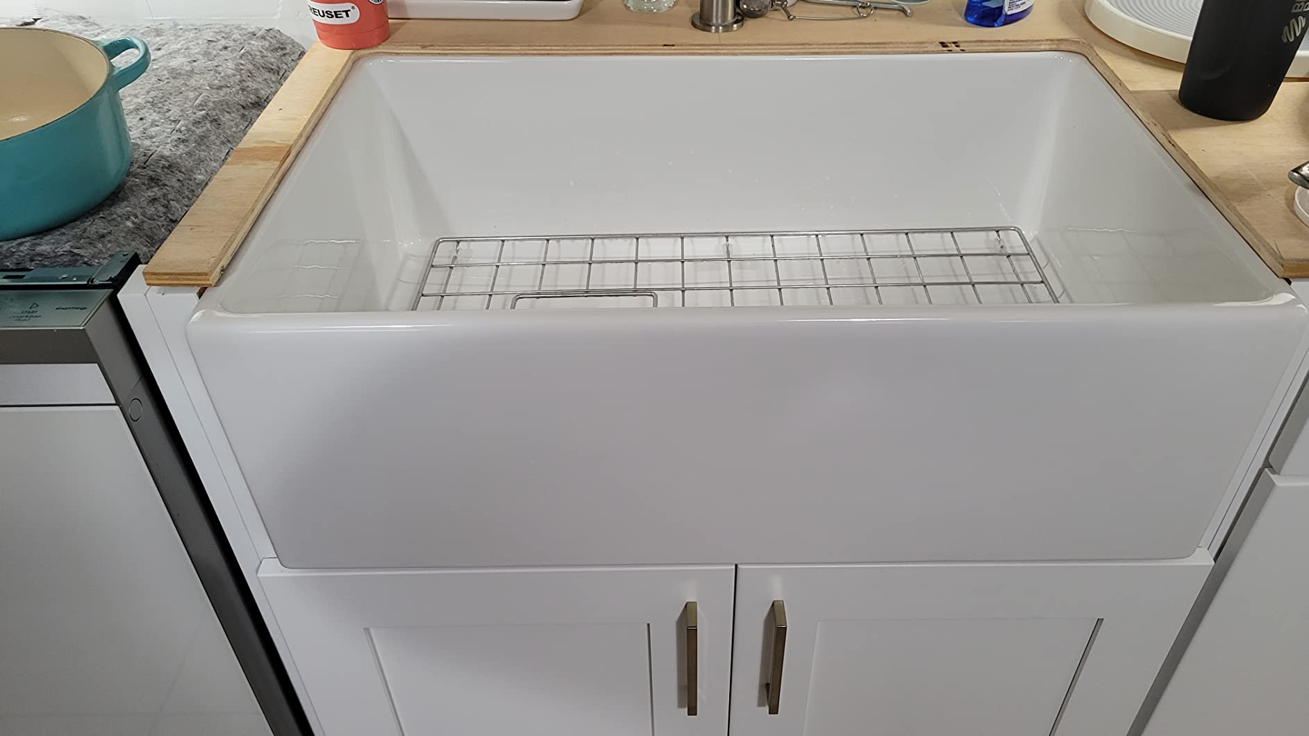BOCCHI Contempo Farmhouse Apron Front Fireclay 27 in. Single Bowl Kitchen Sink with Protective Bottom Grid and Strainer in White customer photo 1