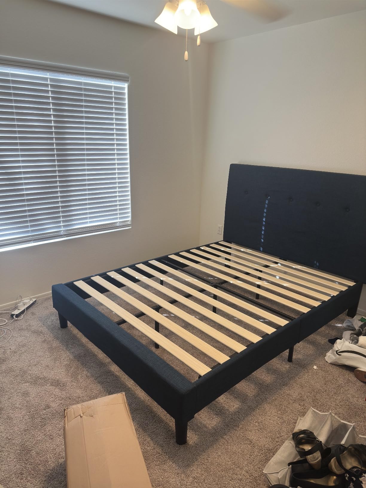Zinus Omkaram Upholstered Platform Bed Frame, Mattress Foundation, Wood Slat Support, No Box Spring Needed, Easy Assembly, Queen customer photo 2