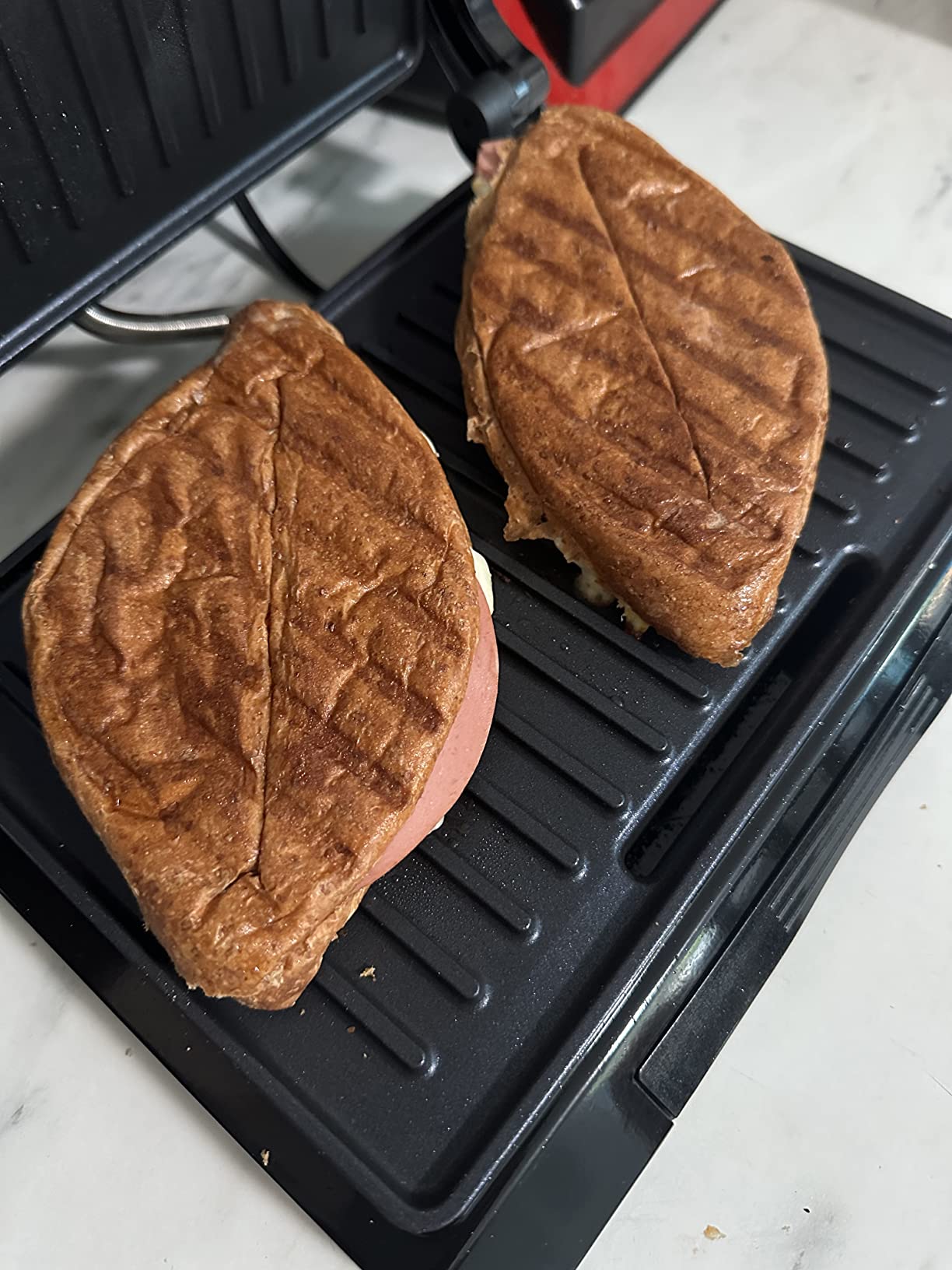Proctor Silex Panini Press Sandwich Maker Grill & Electric Indoor Grill | 70 sq. in. Cooking Surface | Easy-Clean PFAS-Free Nonstick Grids | Compact Upright Storage | Indicator Lights | Black customer photo 1
