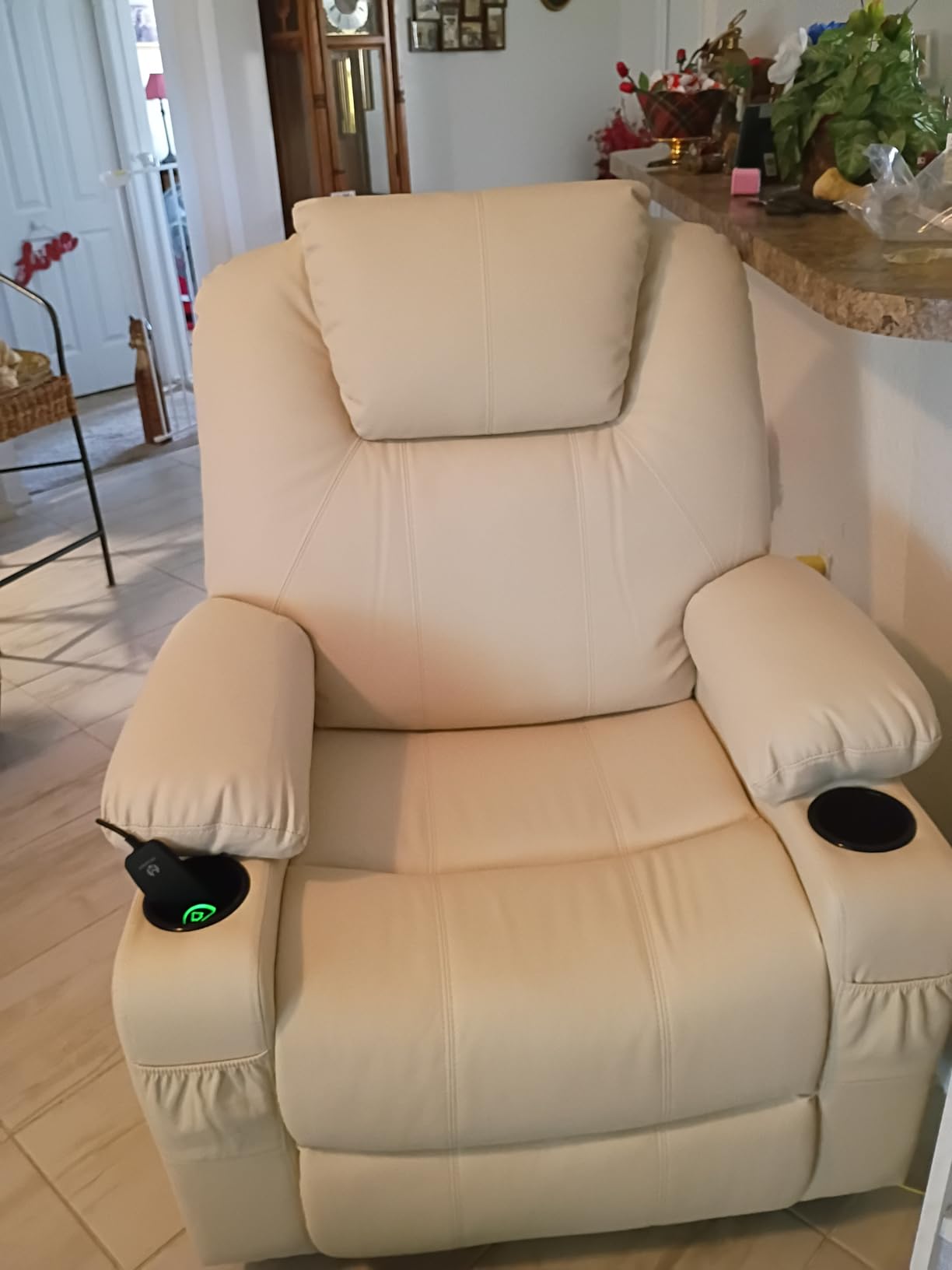 MCombo Power Lift Recliner Chair for Elderly 7040 (Medium, Light Brown) | FSC Certified, Multiple Sizes, USB&Type C Charging Port, Cup Holders, Side Pockets, Faux Leather customer photo 1