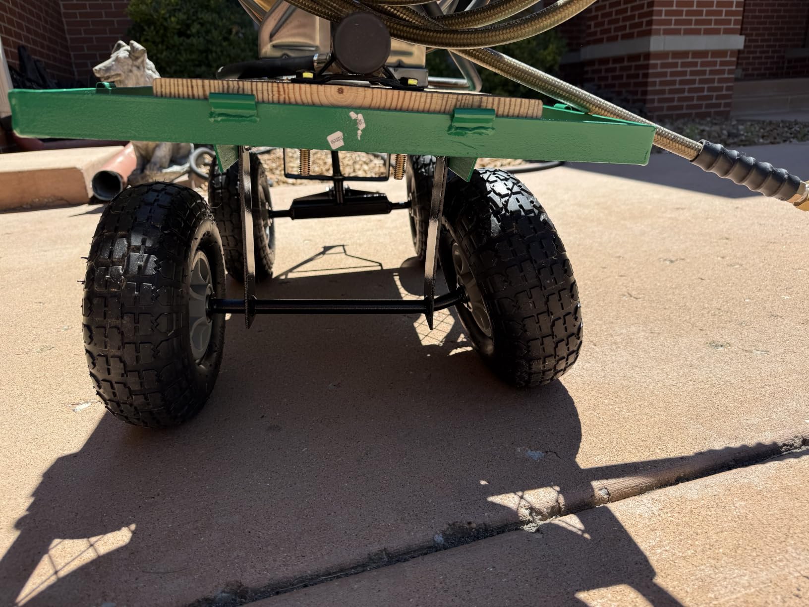 FDW | Heavy Duty Garden Cart with Wheels | Green | 500lbs Capacity | Corrosion Resistant Utility Cart with Adjustable Side Frames, Rotating handle & All-Terrain Wheels | For Lawn, Yard, Outdoor customer photo 2