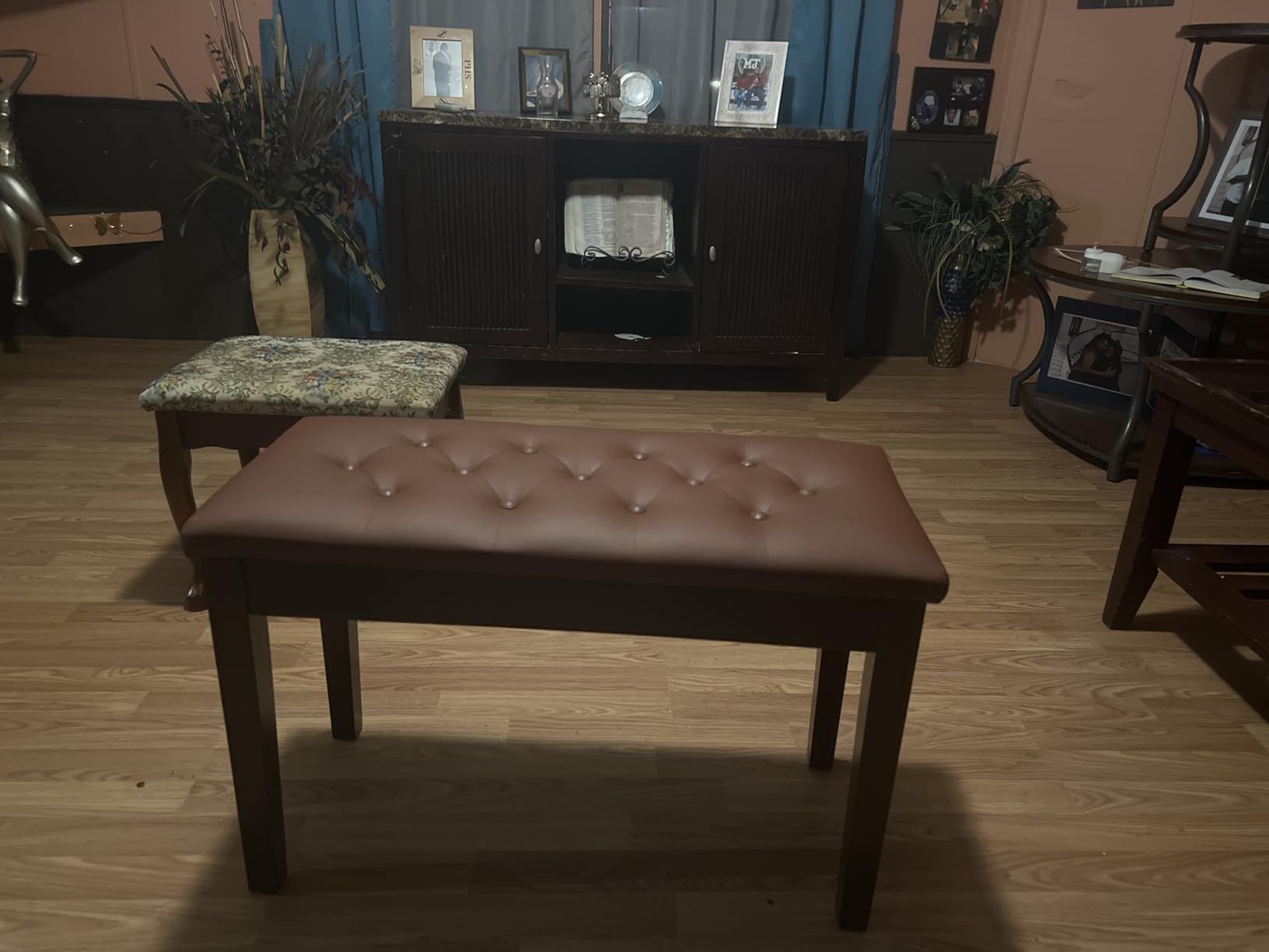 Bonnlo Piano Bench Adjustable with Storage Faux Leather Wooden Seat customer photo 2